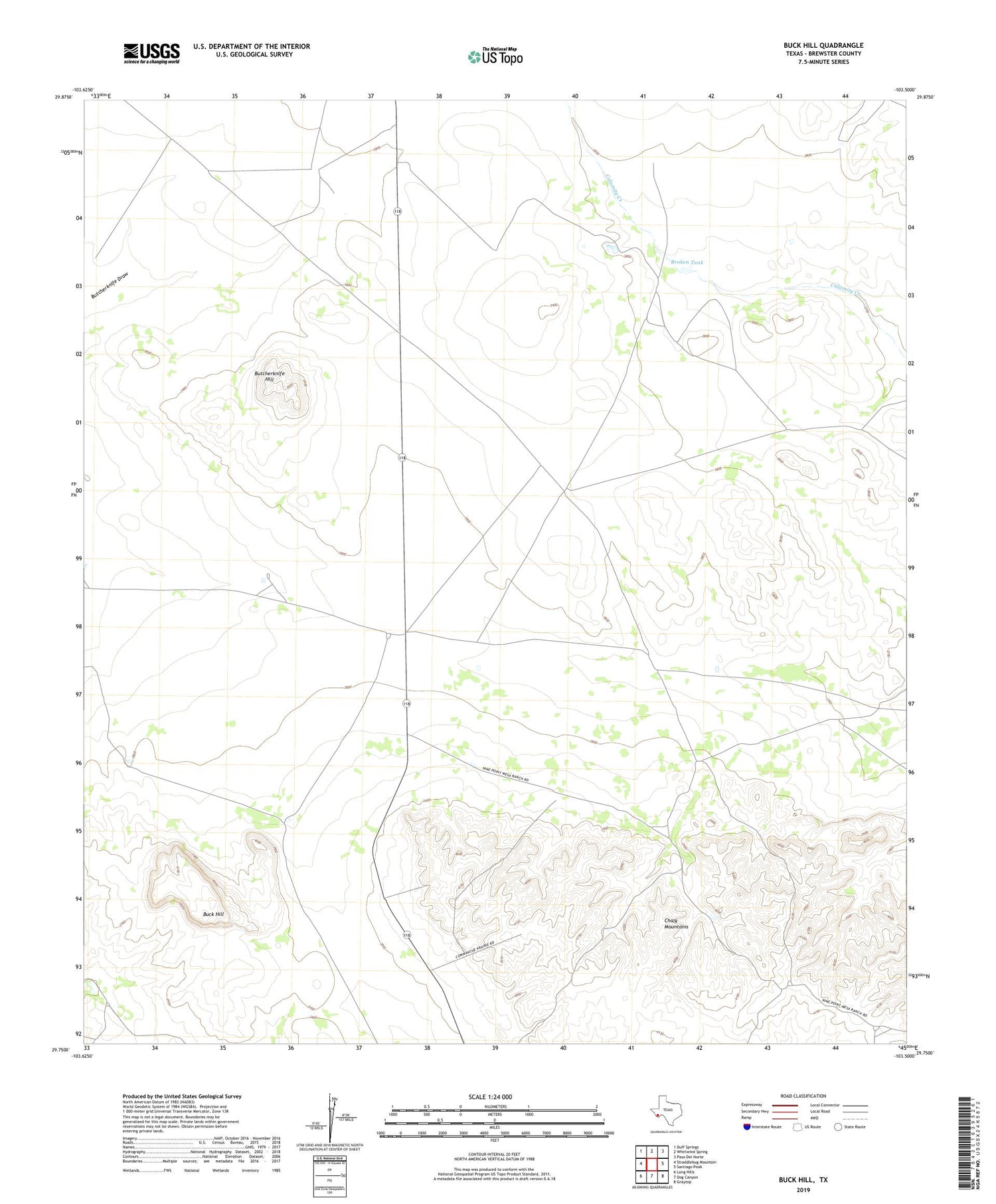 Buck Hill Texas US Topo Map Image