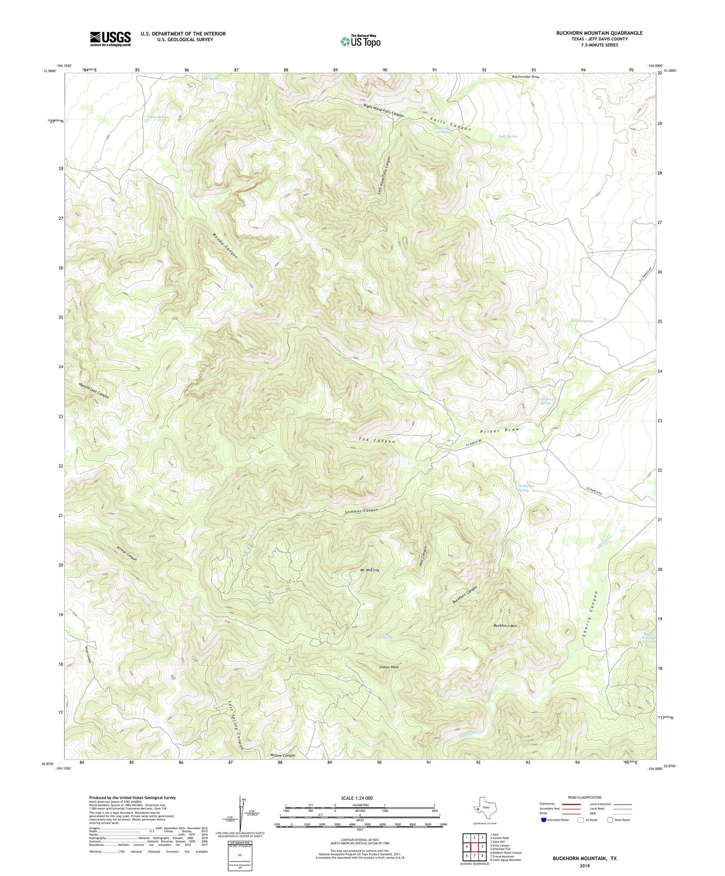 Buckhorn Mountain Texas US Topo Map Image
