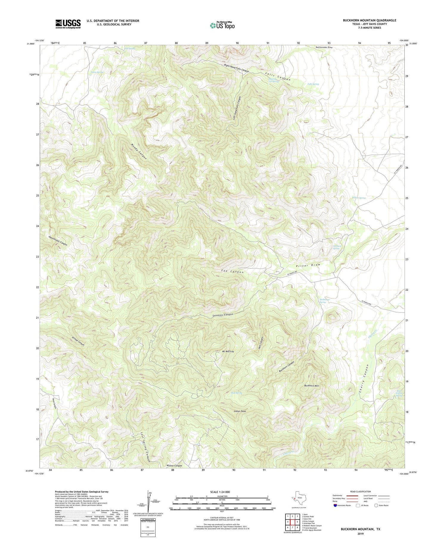 Buckhorn Mountain Texas US Topo Map Image