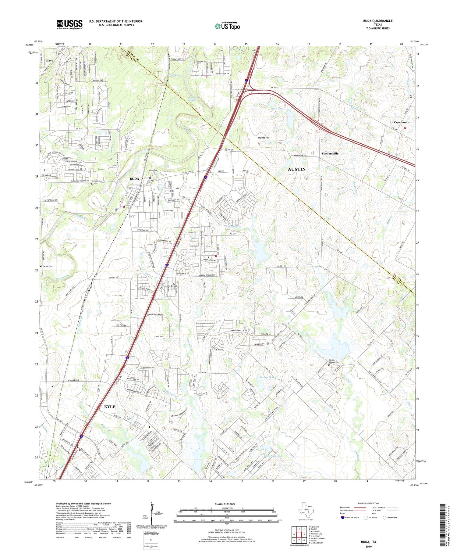 Buda Texas US Topo Map Image