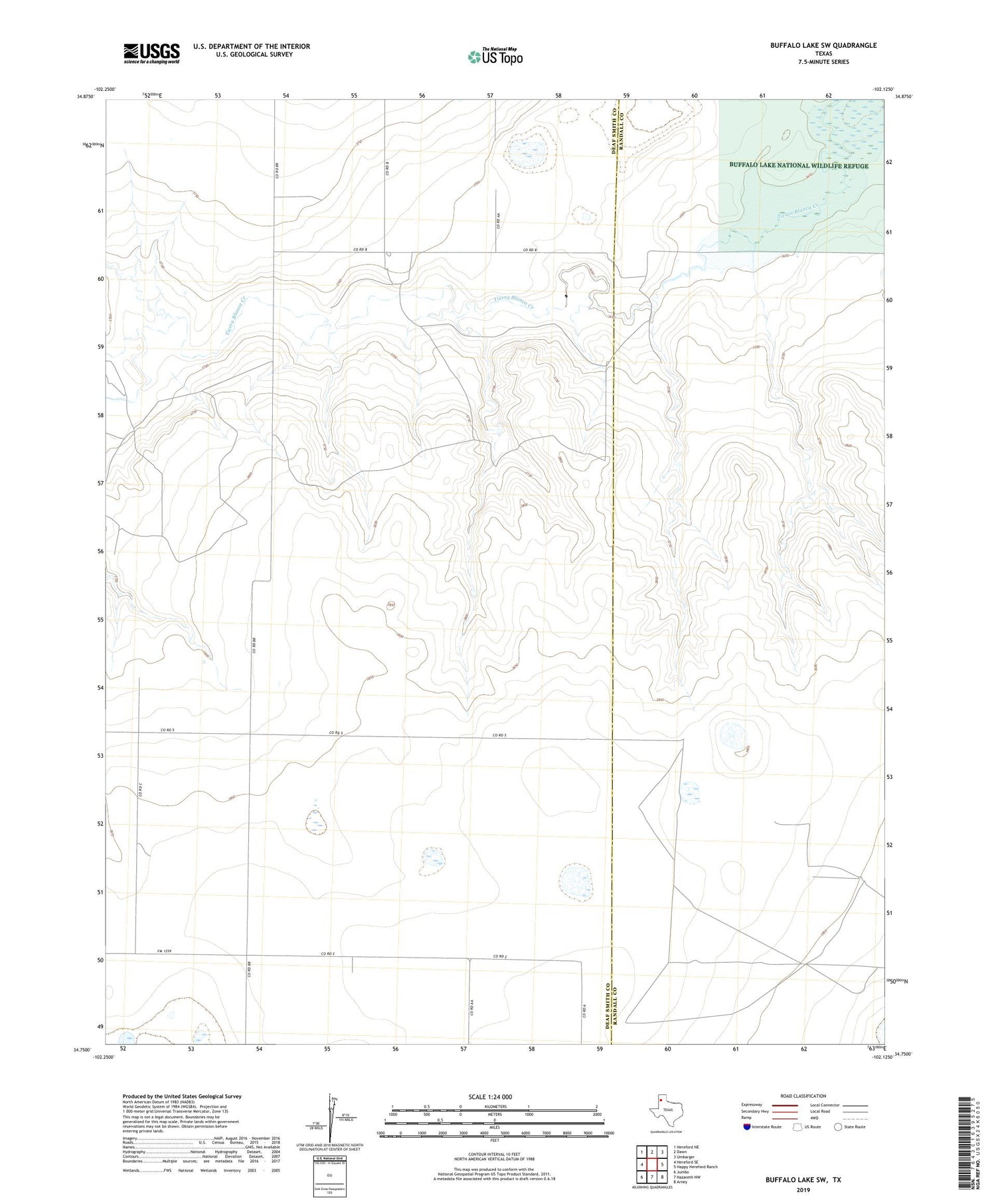 Buffalo Lake SW Texas US Topo Map Image