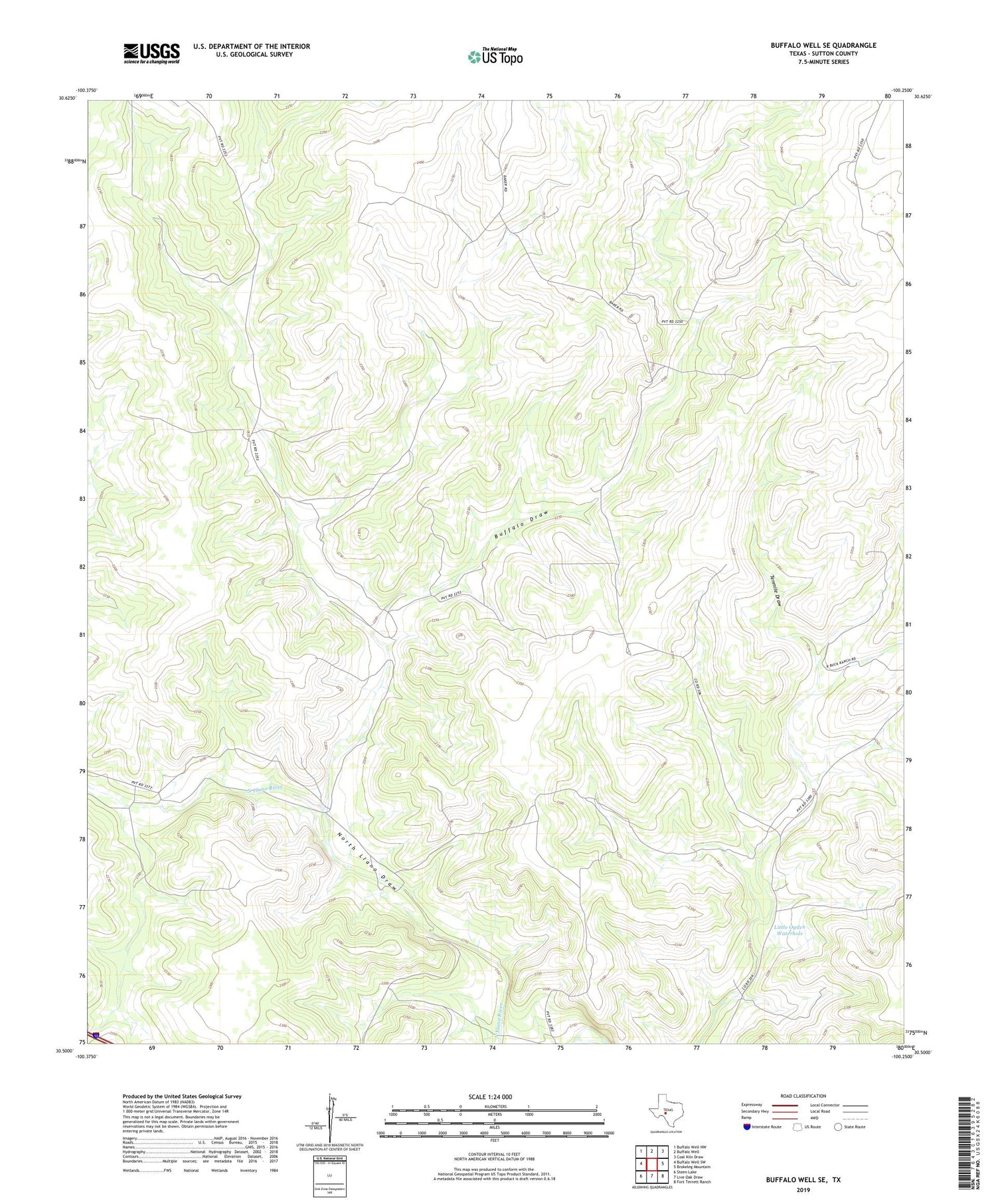 Buffalo Well SE Texas US Topo Map Image