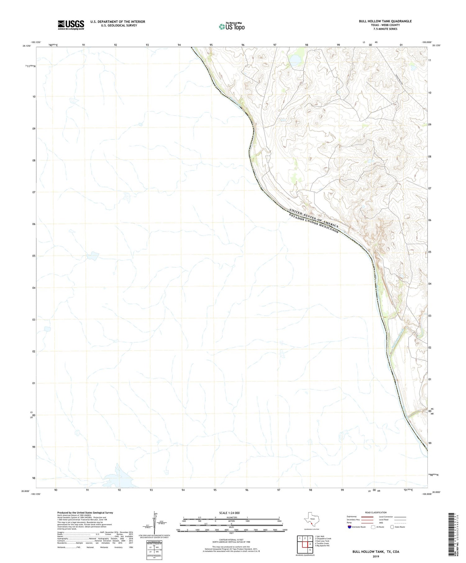 Bull Hollow Tank Texas US Topo Map Image