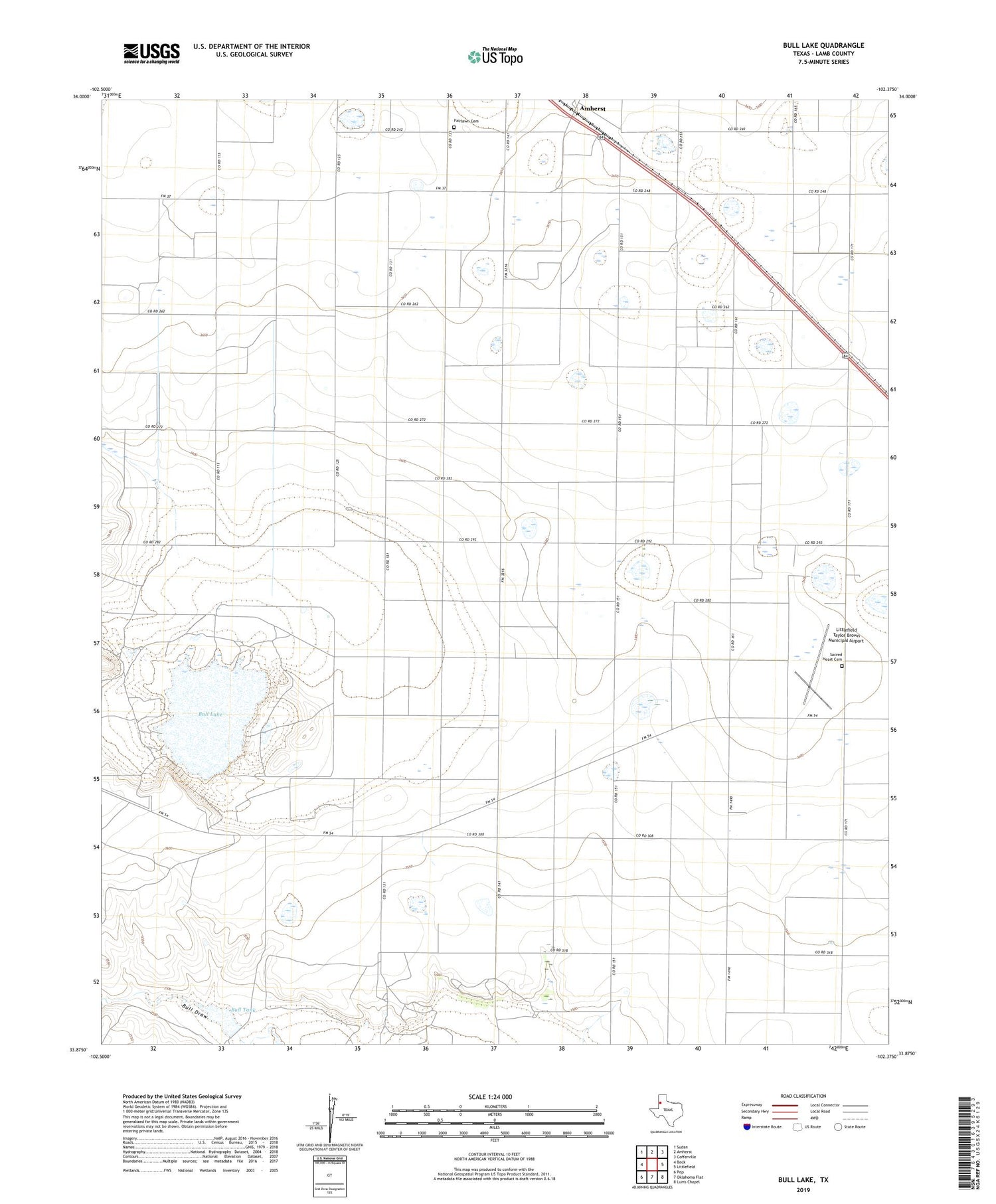 Bull Lake Texas US Topo Map Image