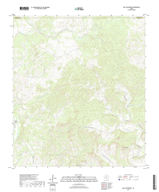 Bull Waterhole Texas US Topo Map Image