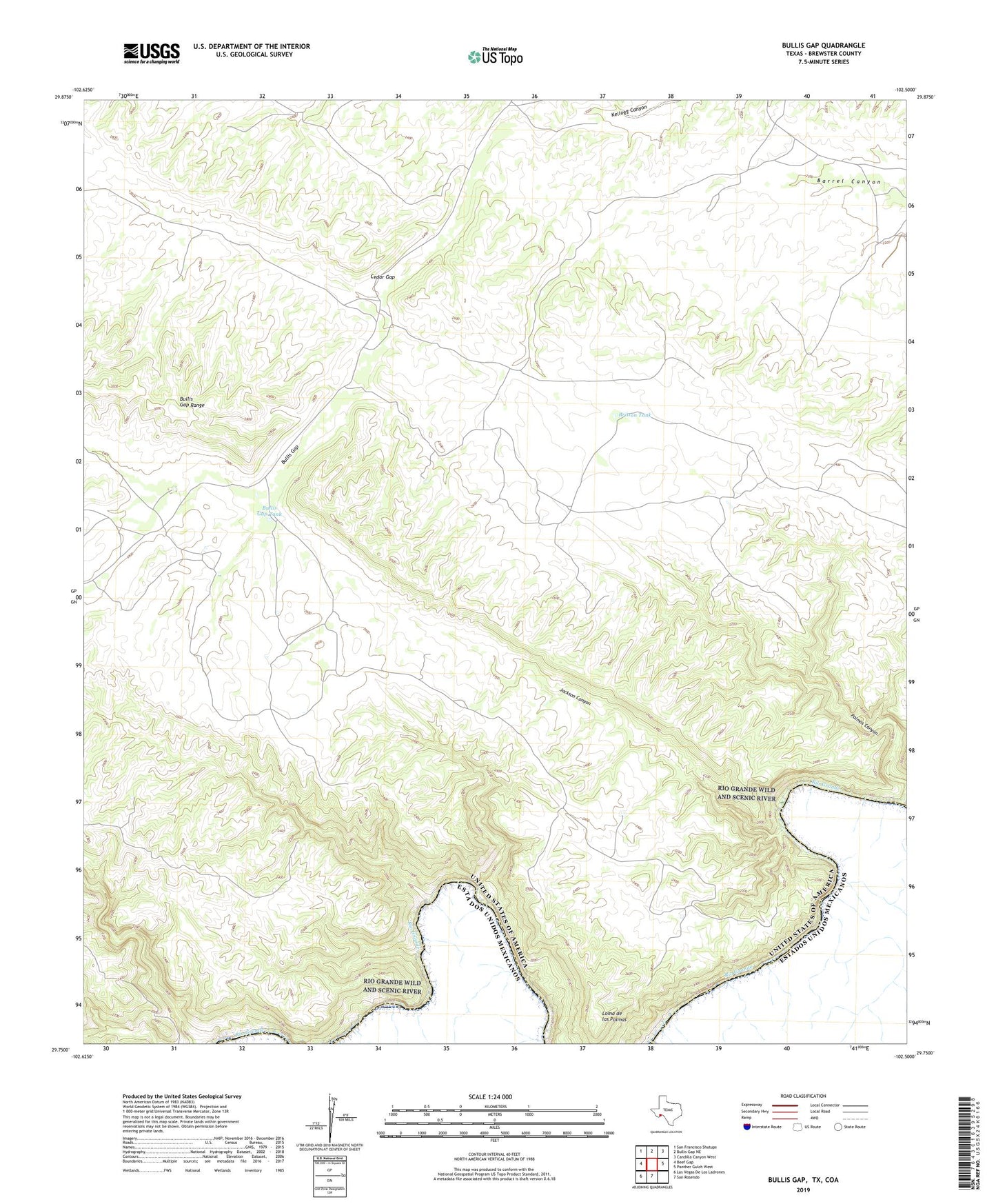 Bullis Gap Texas US Topo Map Image