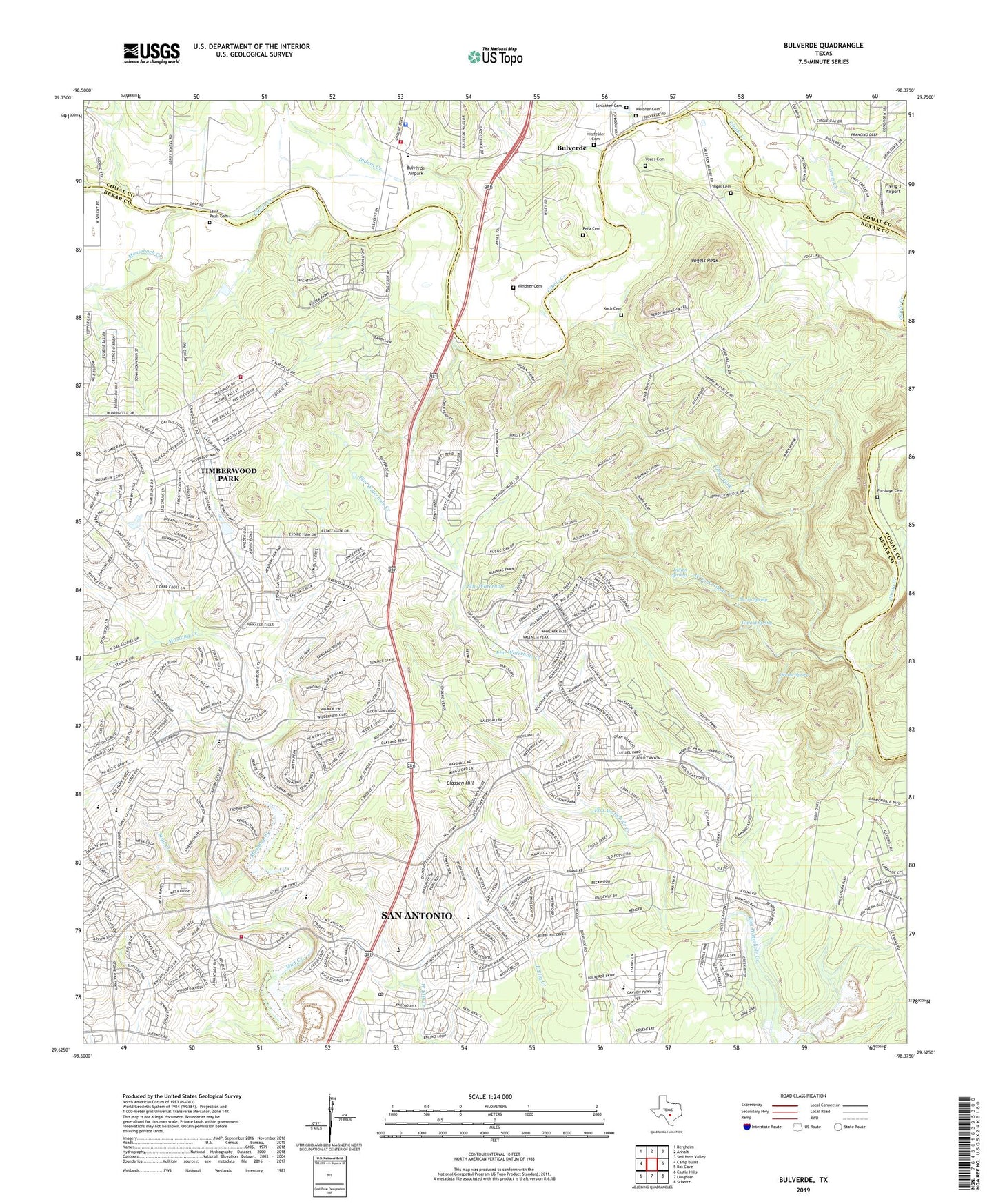 Bulverde Texas US Topo Map Image