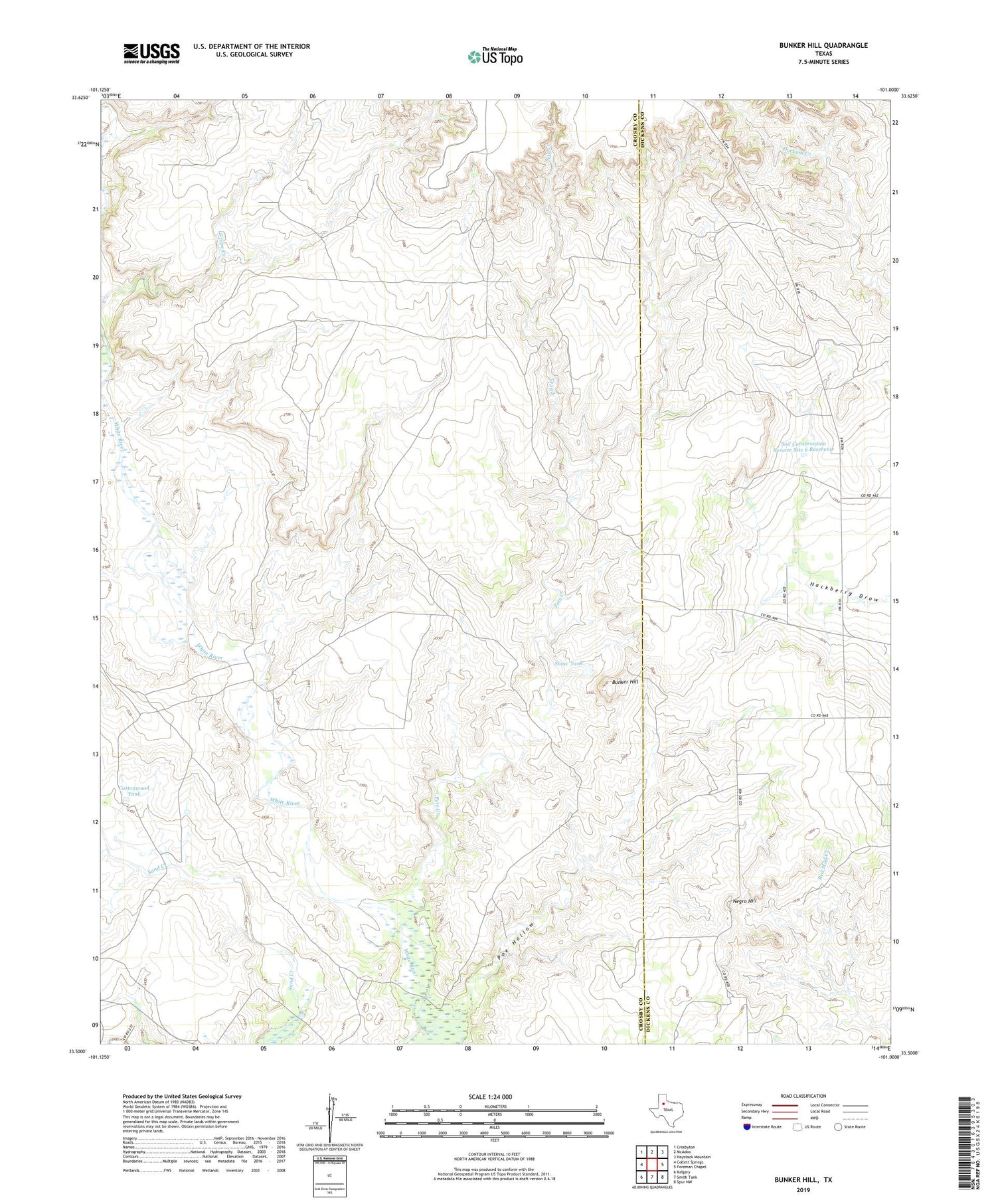 Bunker Hill Texas US Topo Map Image