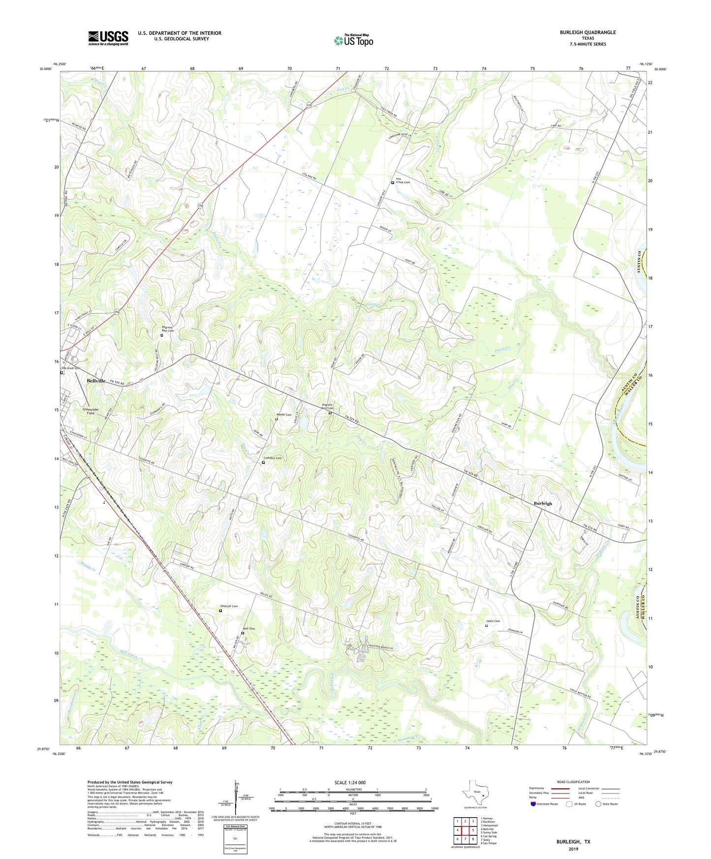 Burleigh Texas US Topo Map Image