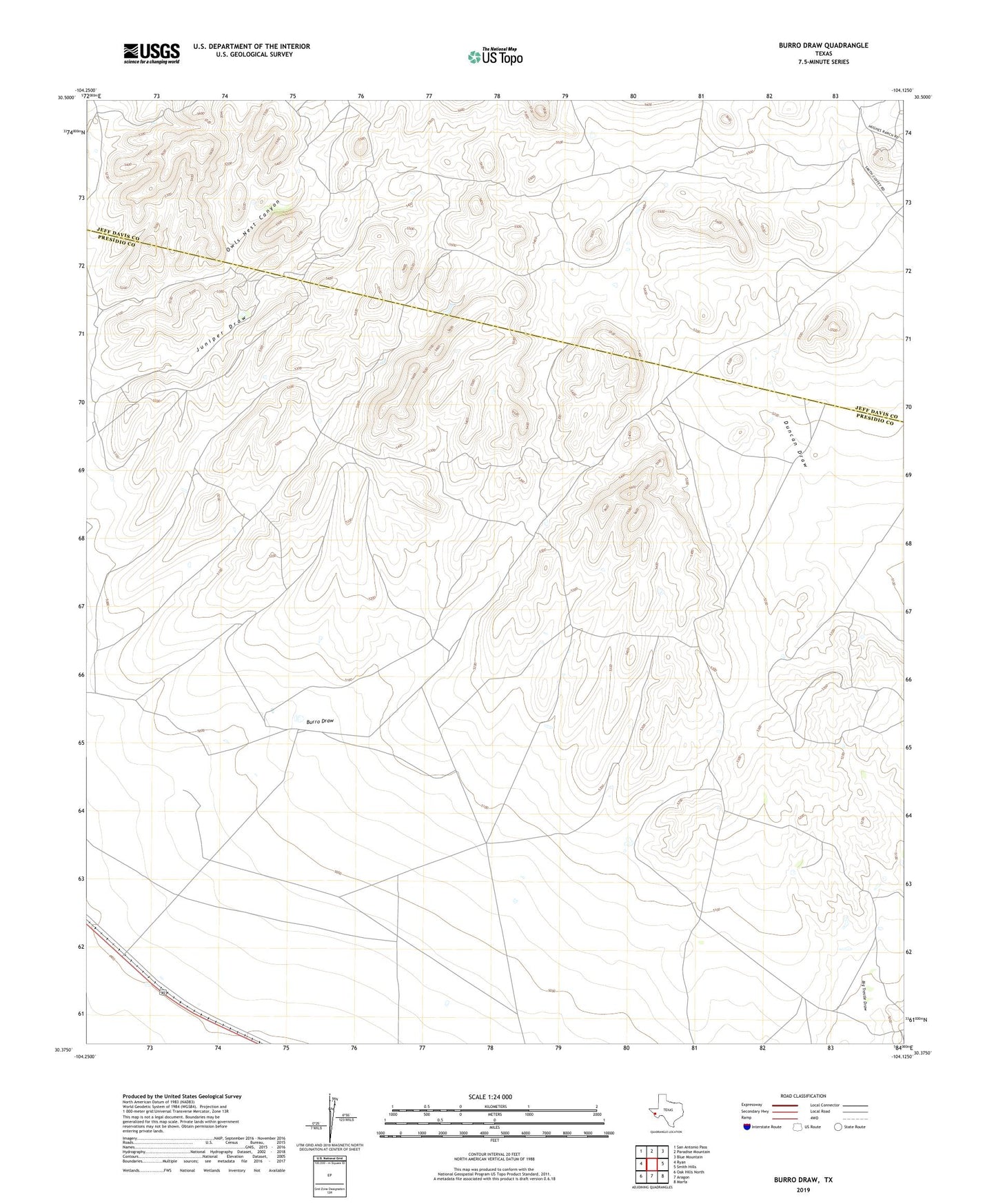 Burro Draw Texas US Topo Map Image