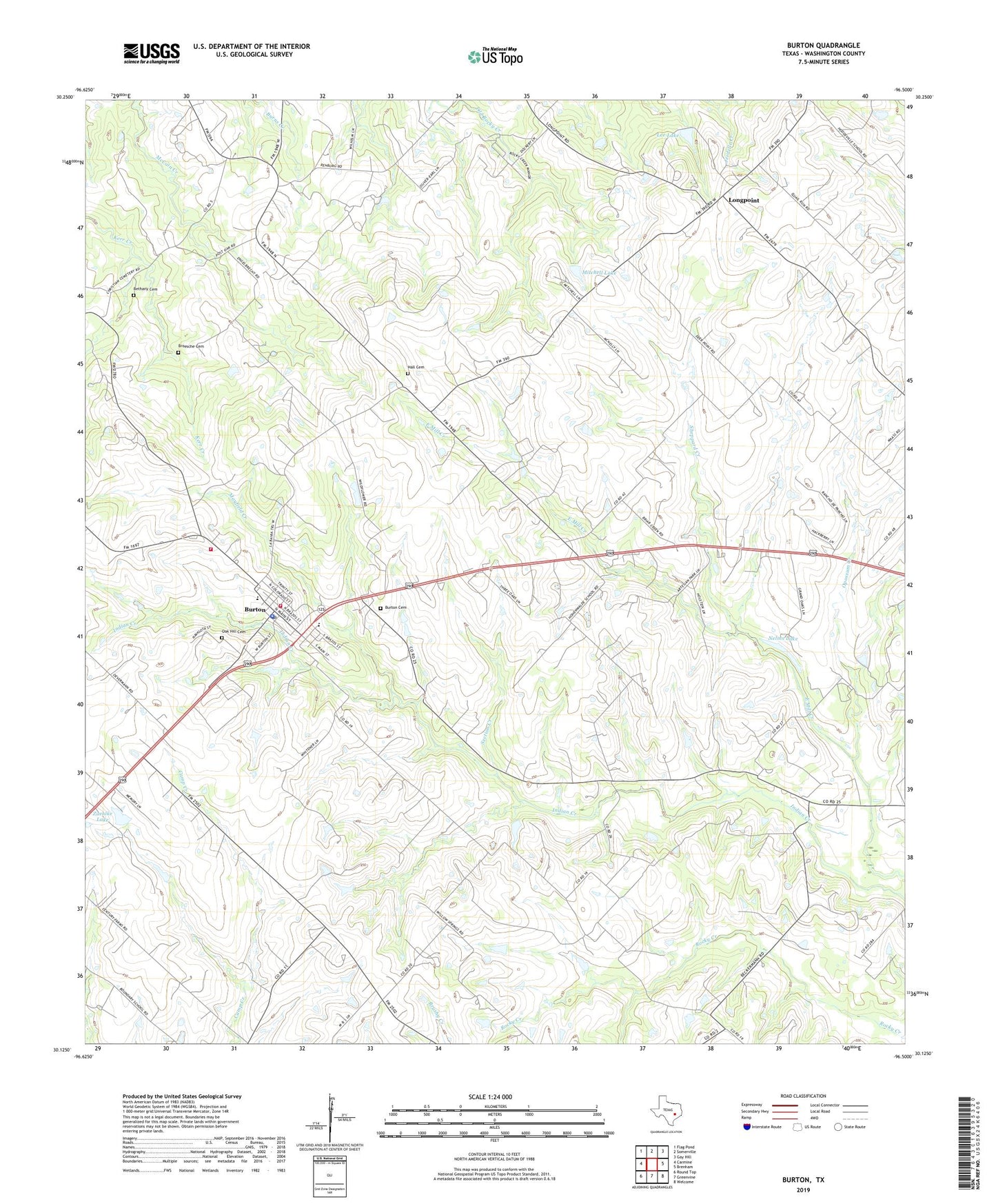 Burton Texas US Topo Map Image
