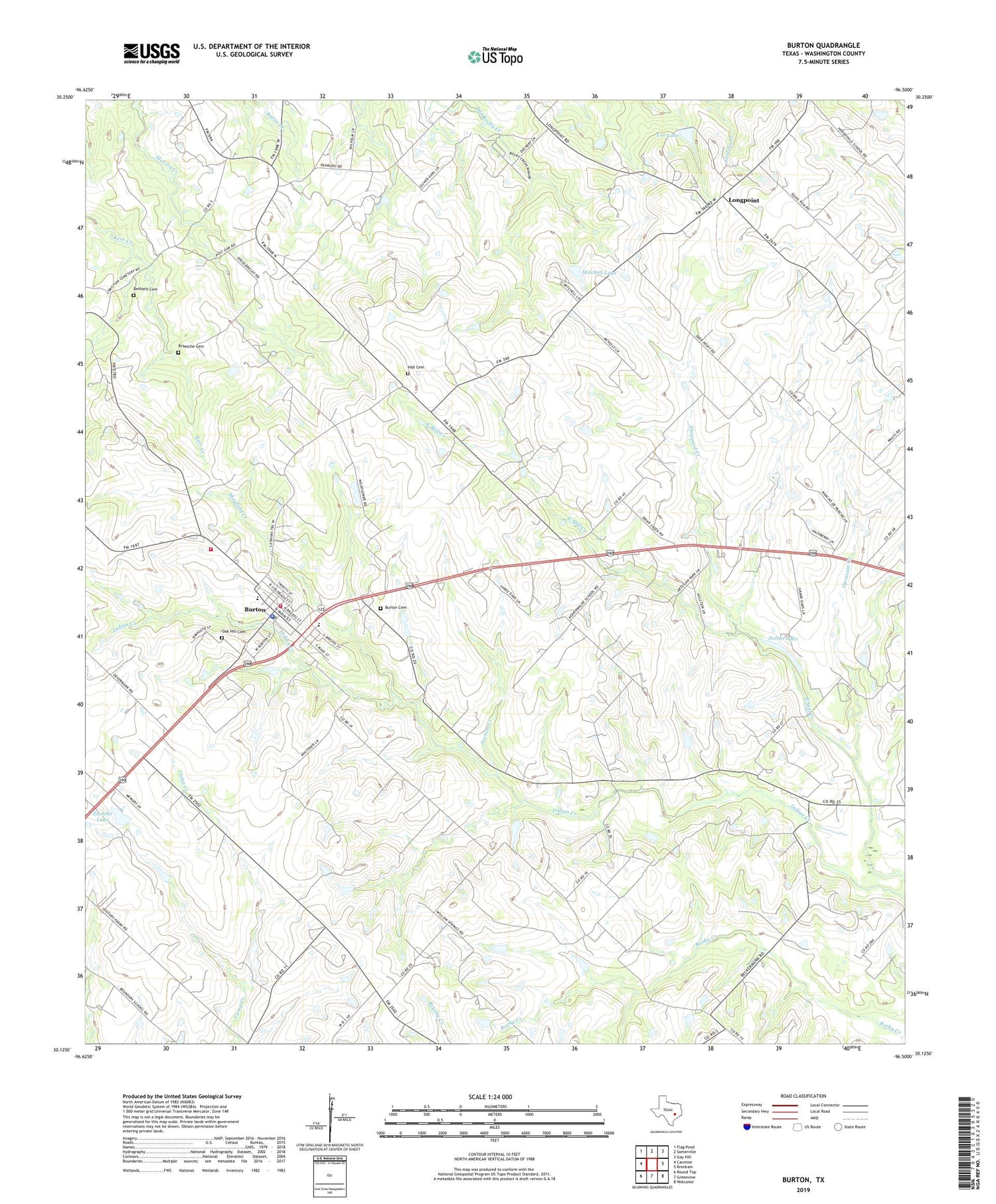 Burton Texas US Topo Map Image