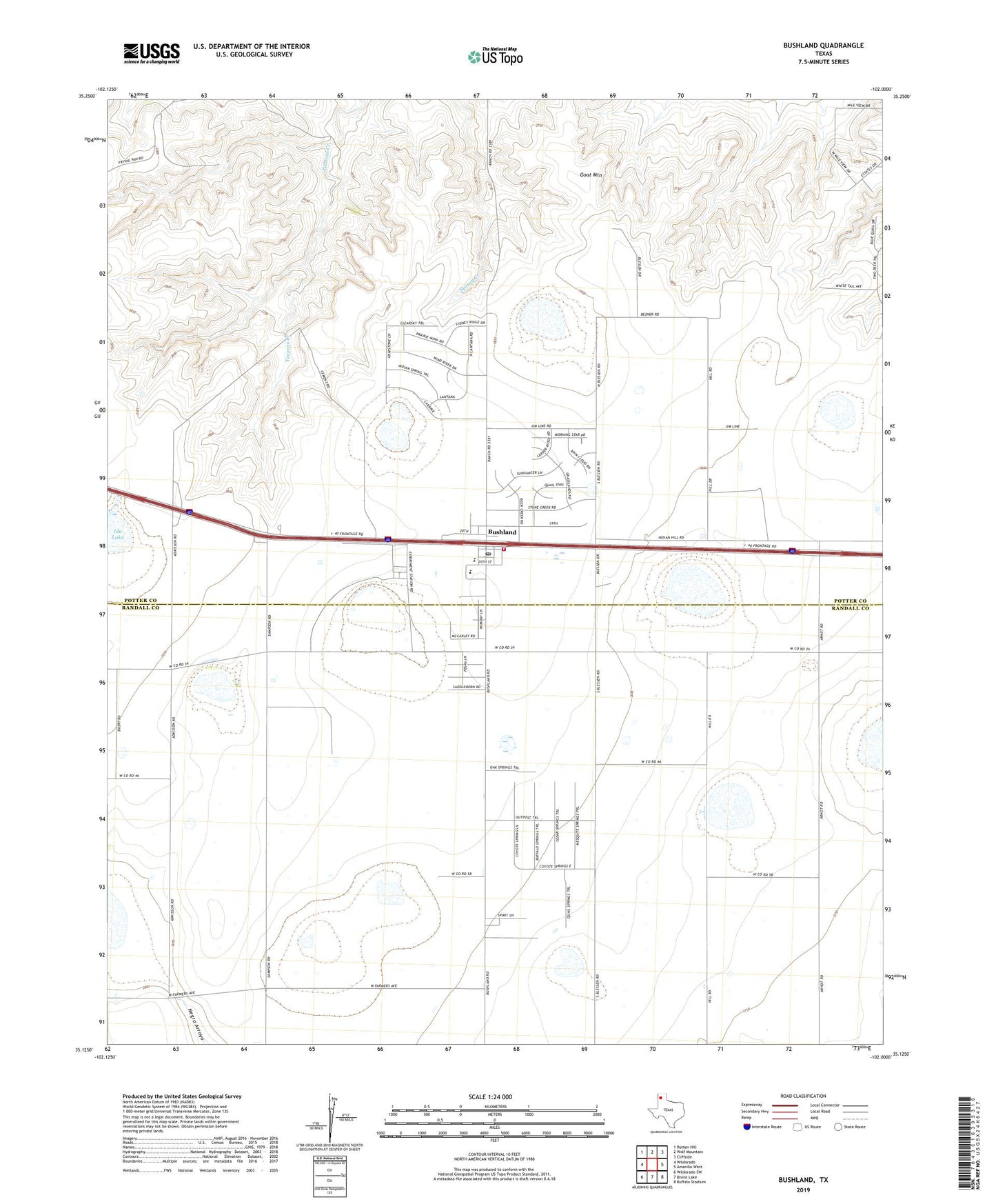 Bushland Texas US Topo Map Image