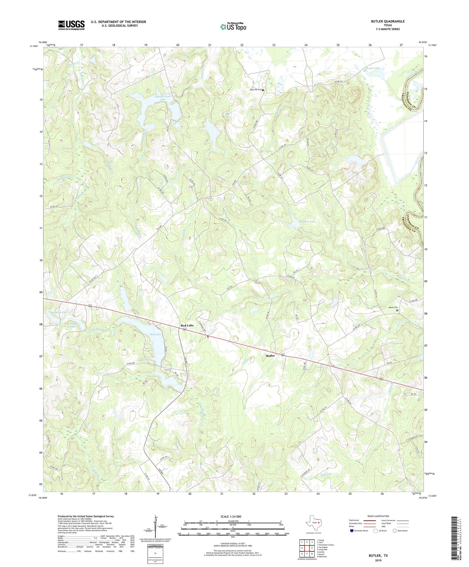 Butler Texas US Topo Map Image