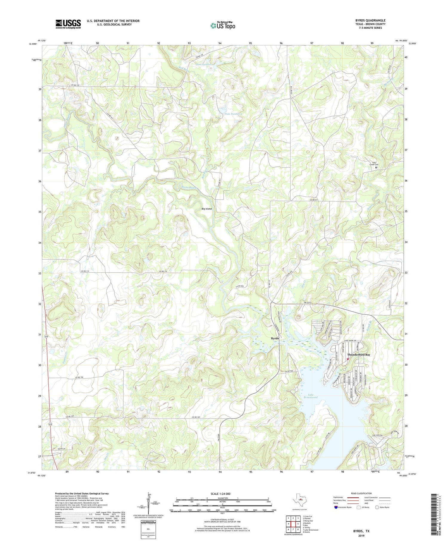 Byrds Texas US Topo Map Image