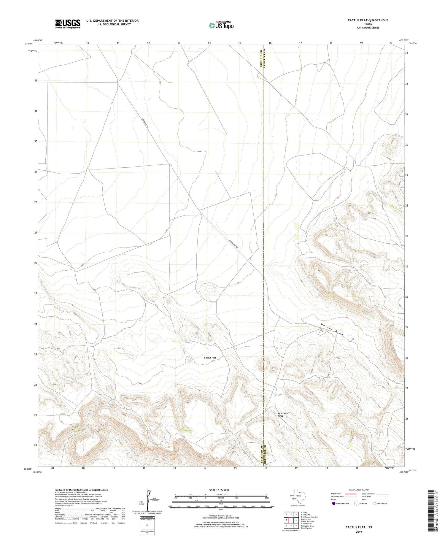 Cactus Flat Texas US Topo Map Image