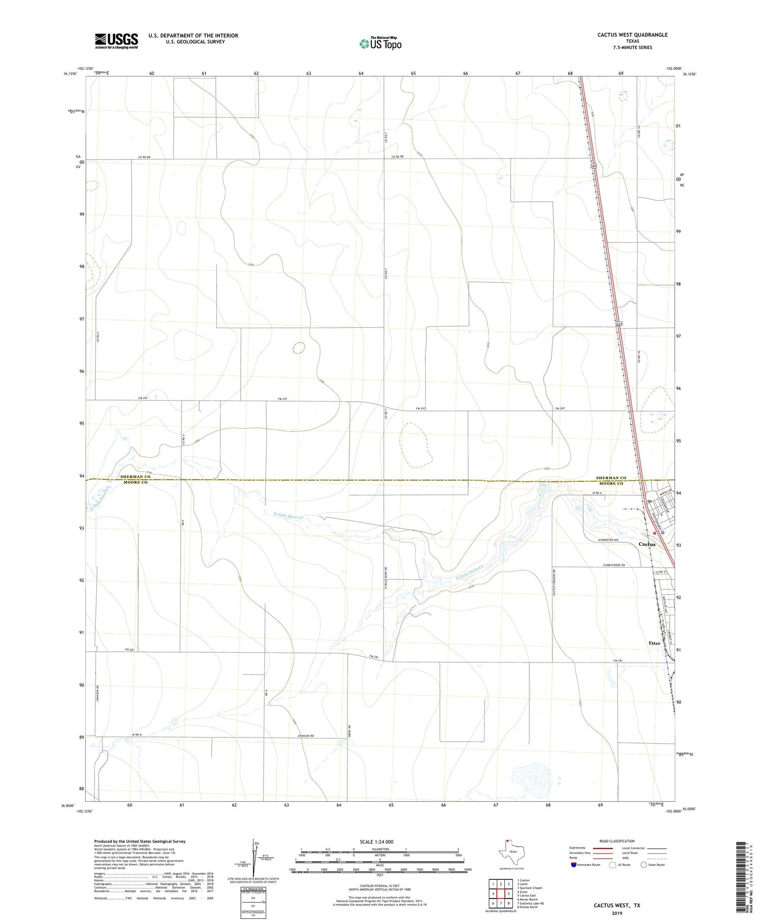 Cactus West Texas US Topo Map Image
