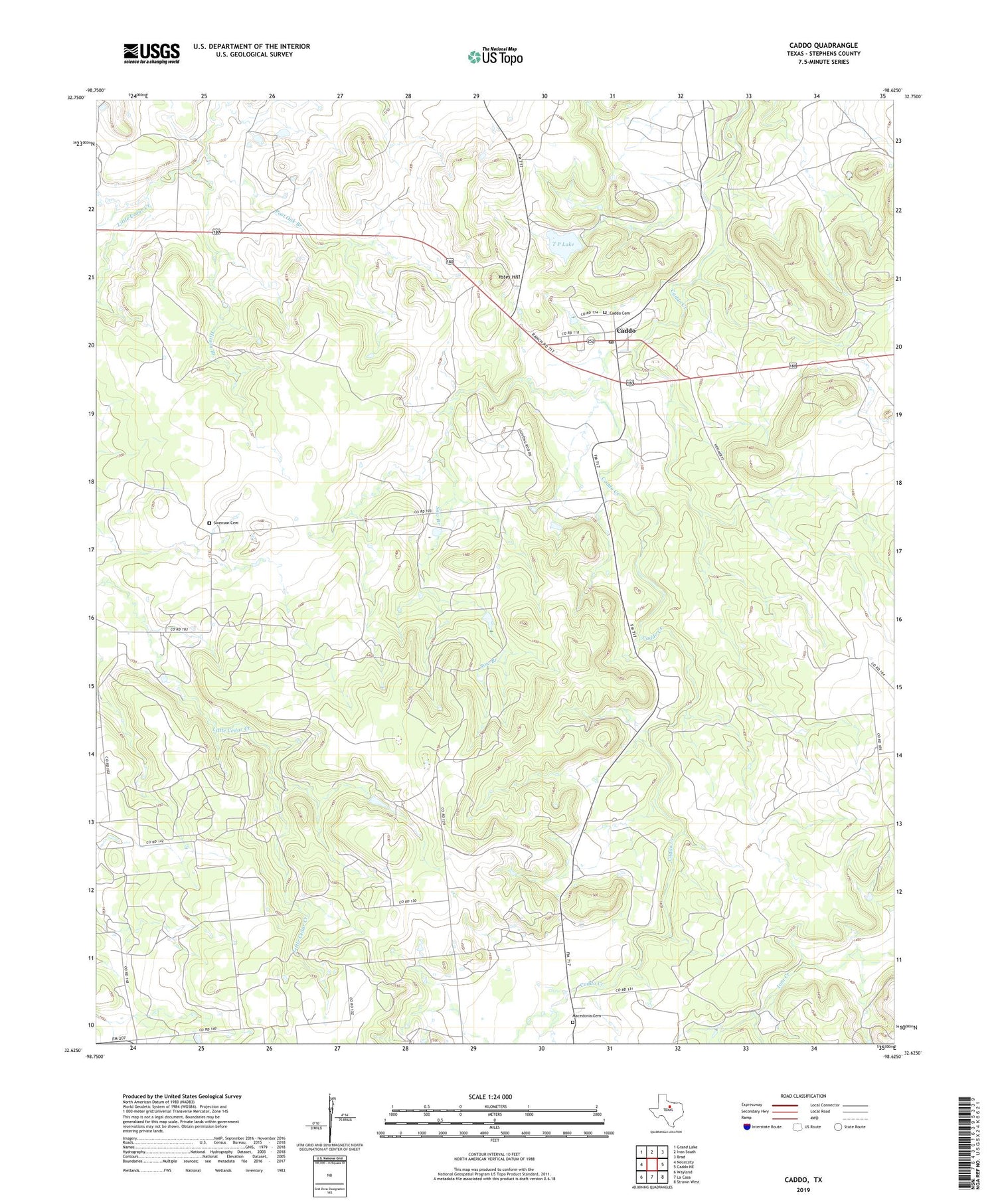 Caddo Texas US Topo Map Image