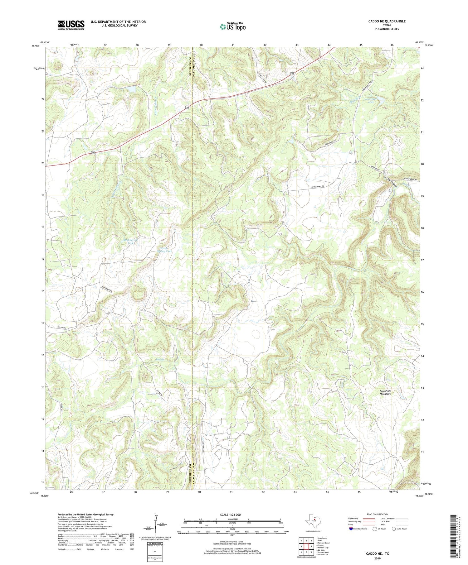 Caddo NE Texas US Topo Map Image