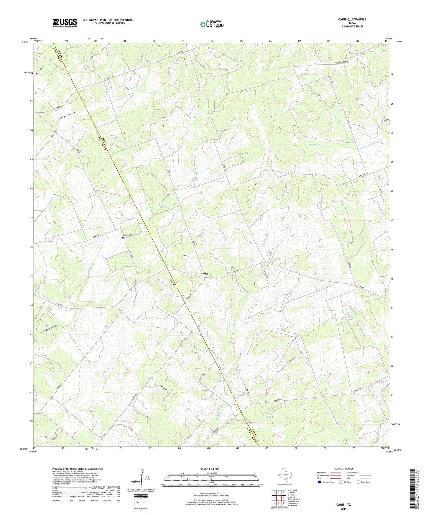Cadiz Texas US Topo Map Image