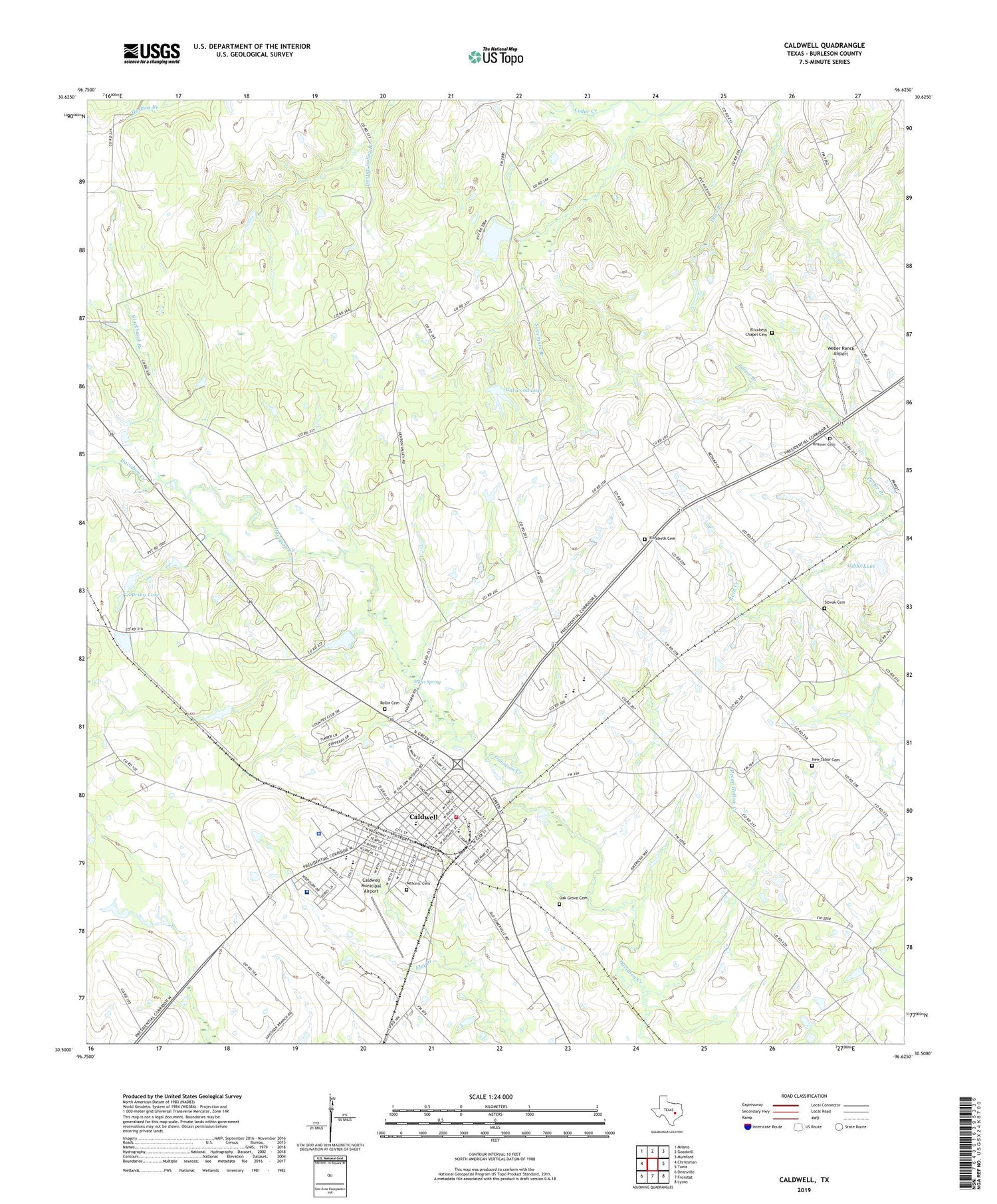Caldwell Texas US Topo Map Image