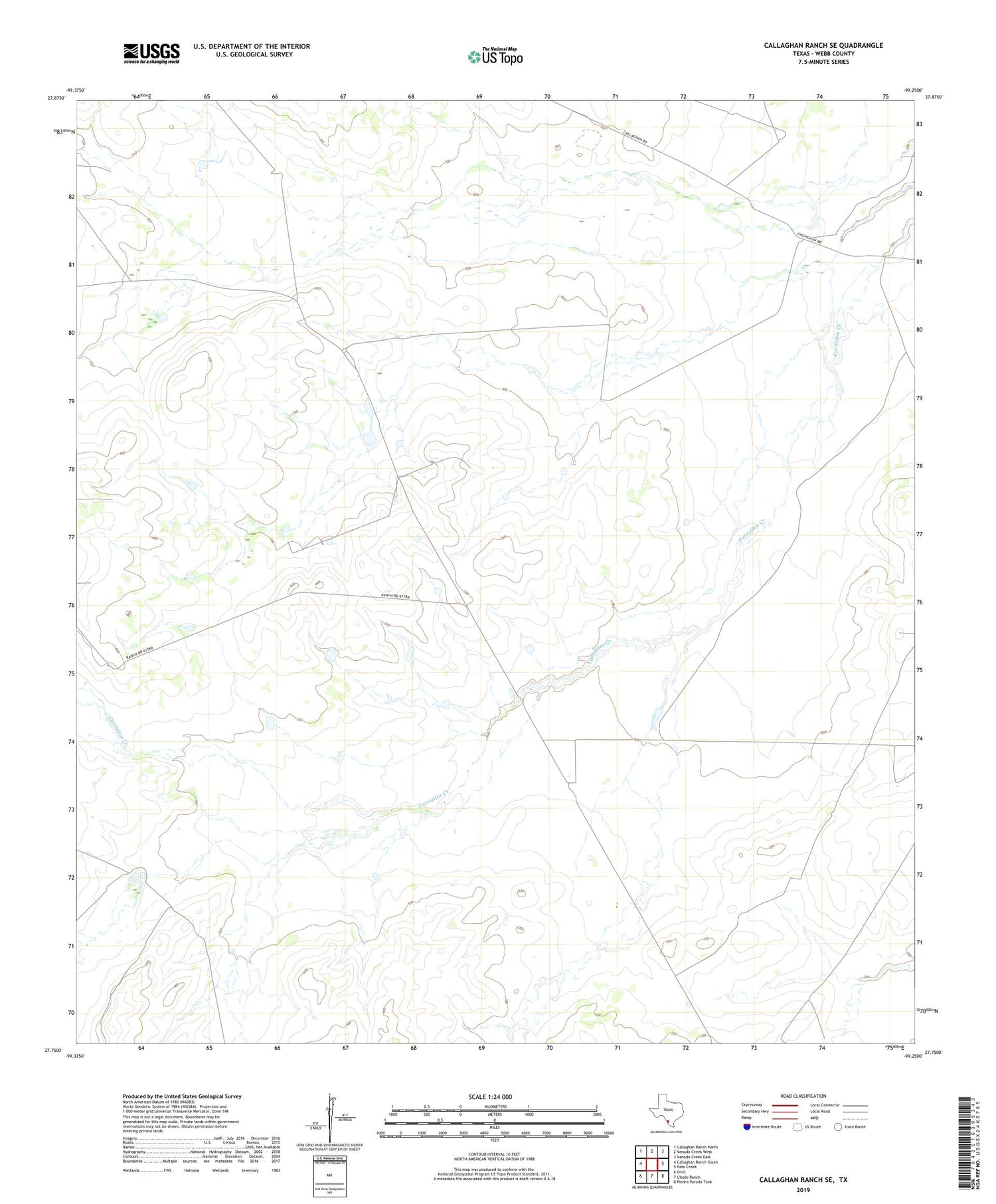 Callaghan Ranch SE Texas US Topo Map Image