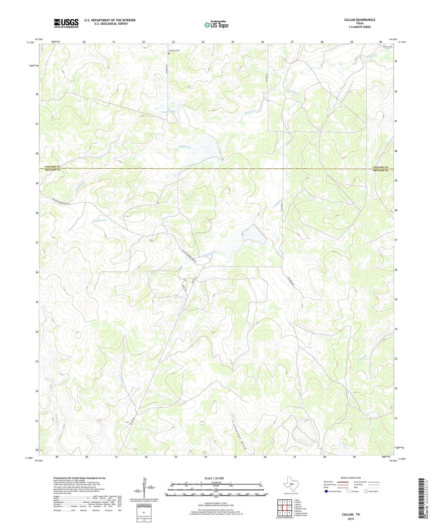 Callan Texas US Topo Map Image