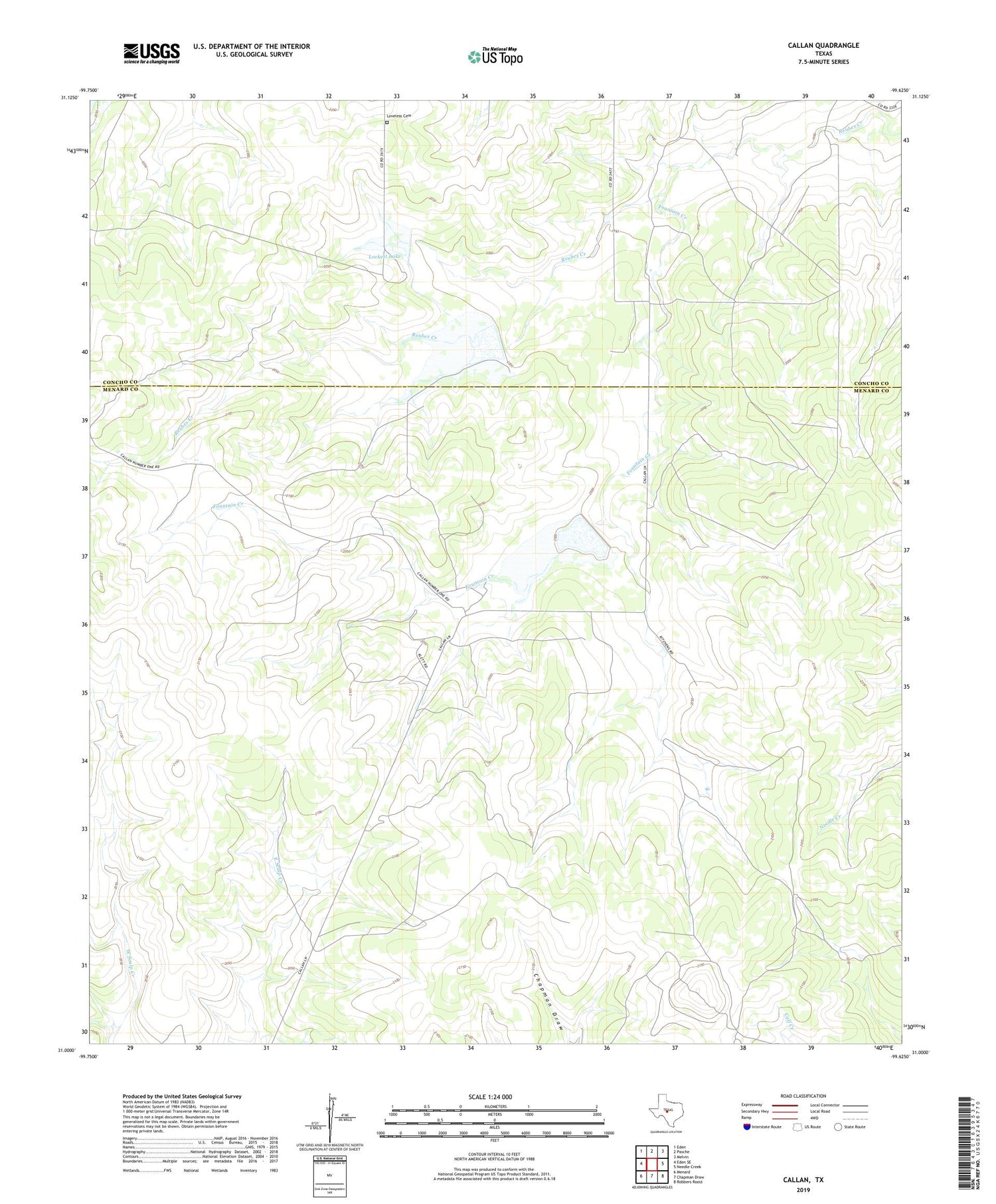 Callan Texas US Topo Map Image