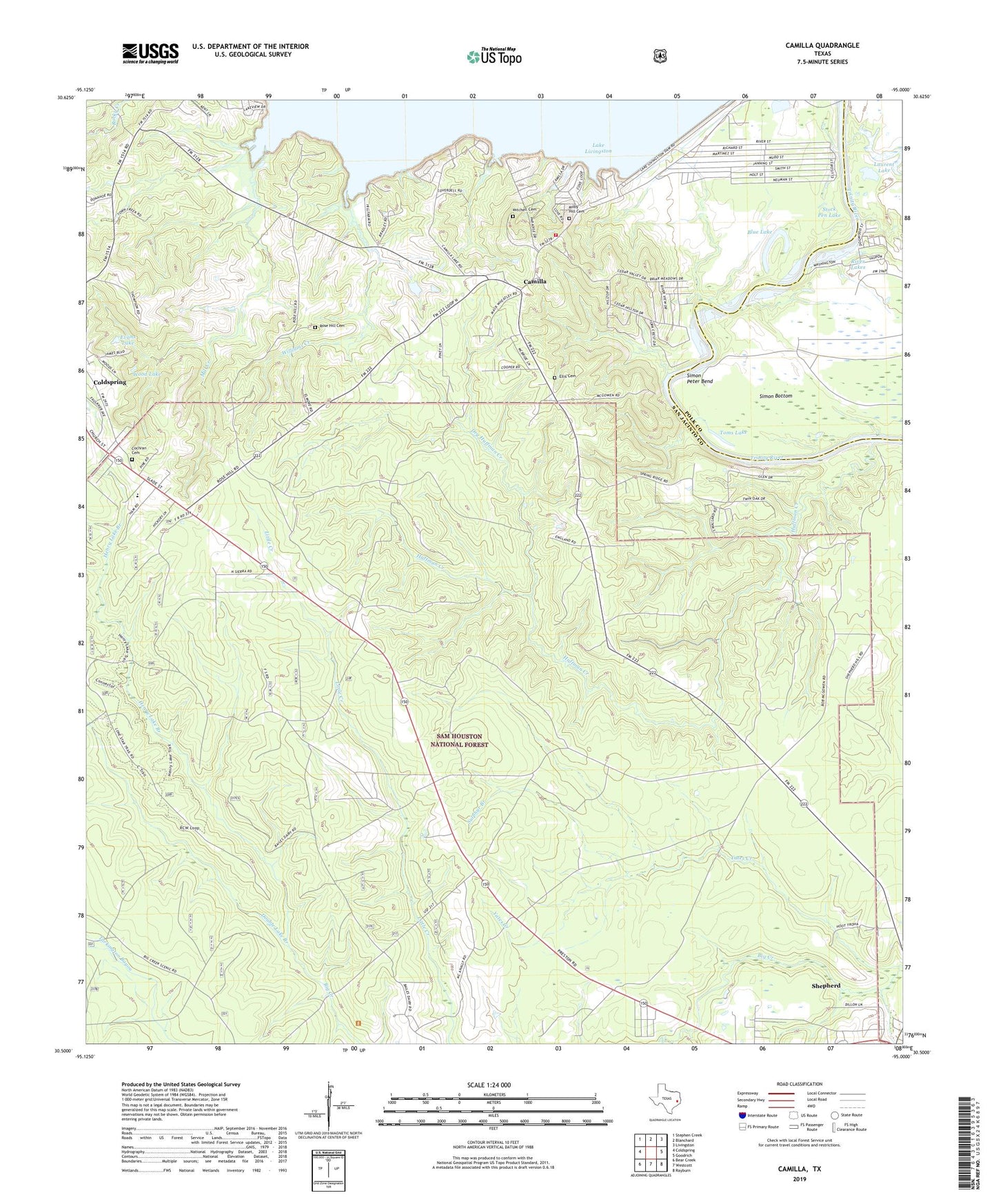 Camilla Texas US Topo Map Image