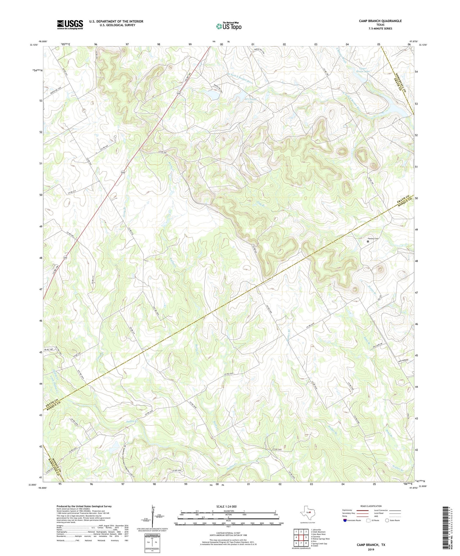 Camp Branch Texas US Topo Map Image