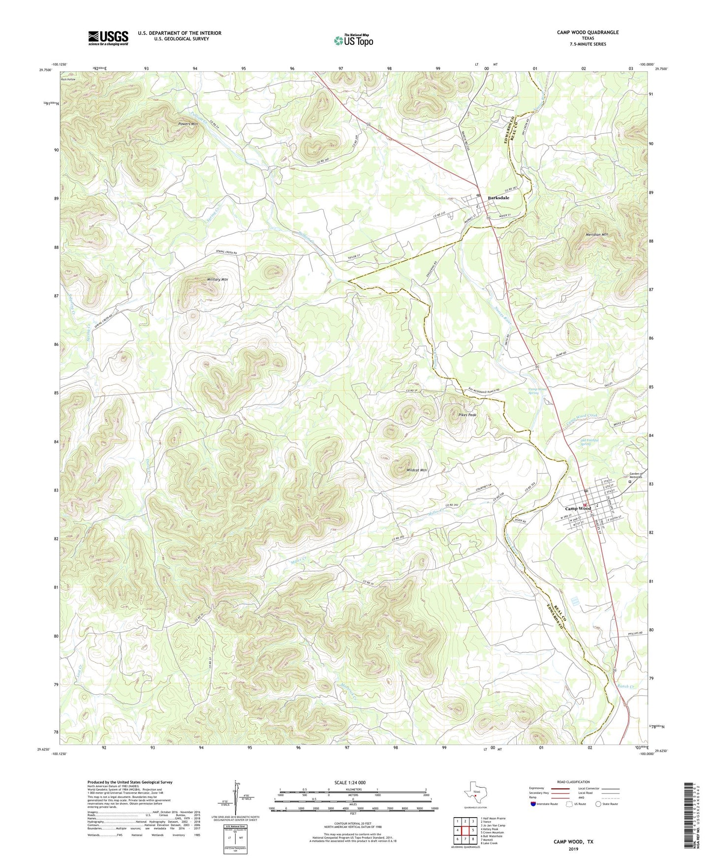 Camp Wood Texas US Topo Map Image