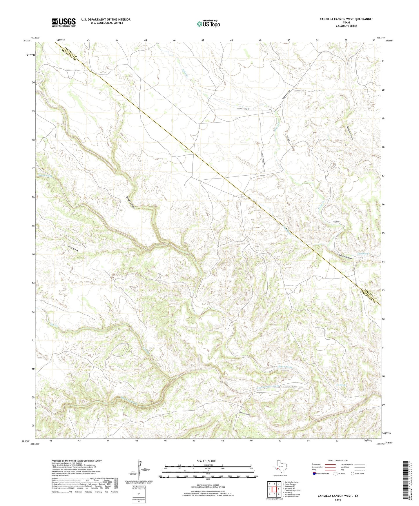 Candilla Canyon West Texas US Topo Map Image
