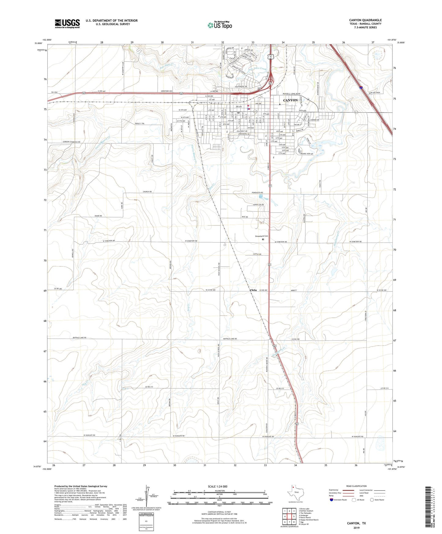 Canyon Texas US Topo Map Image