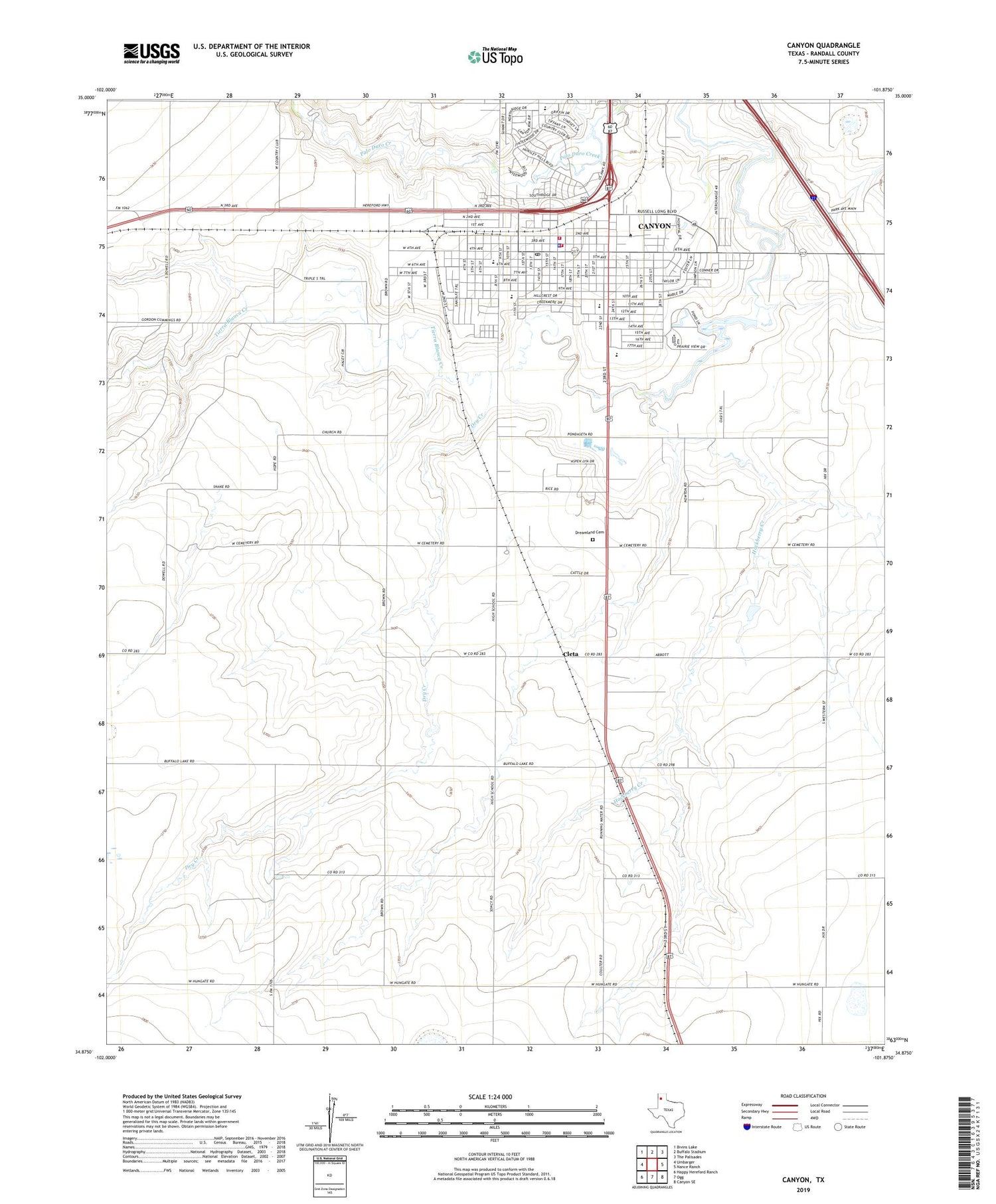 Canyon Texas US Topo Map Image