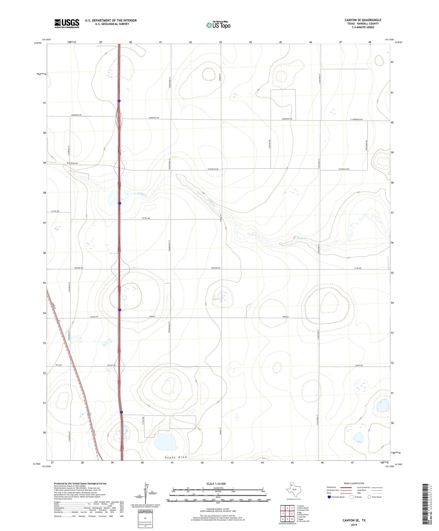 Canyon SE Texas US Topo Map Image