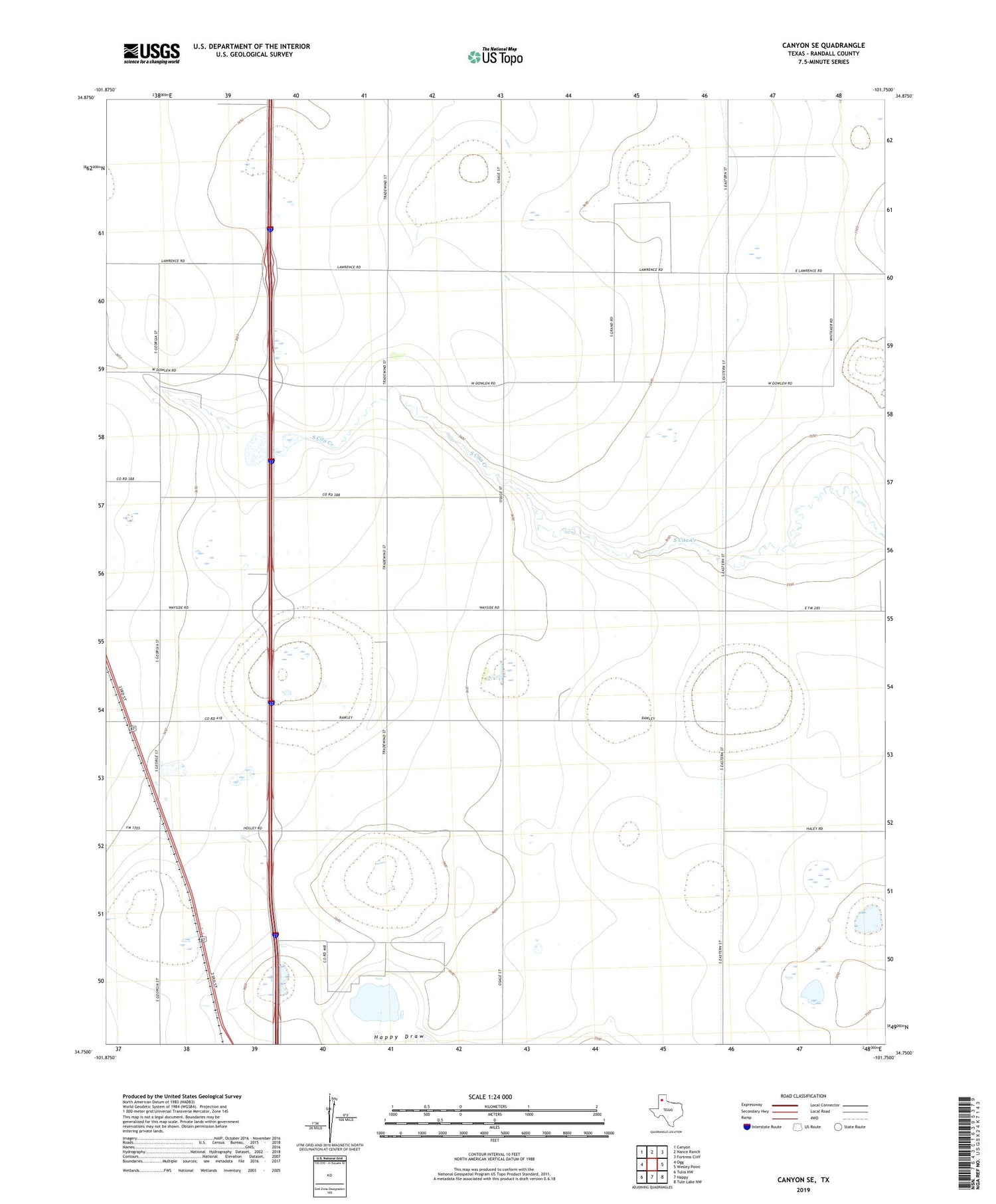 Canyon SE Texas US Topo Map Image