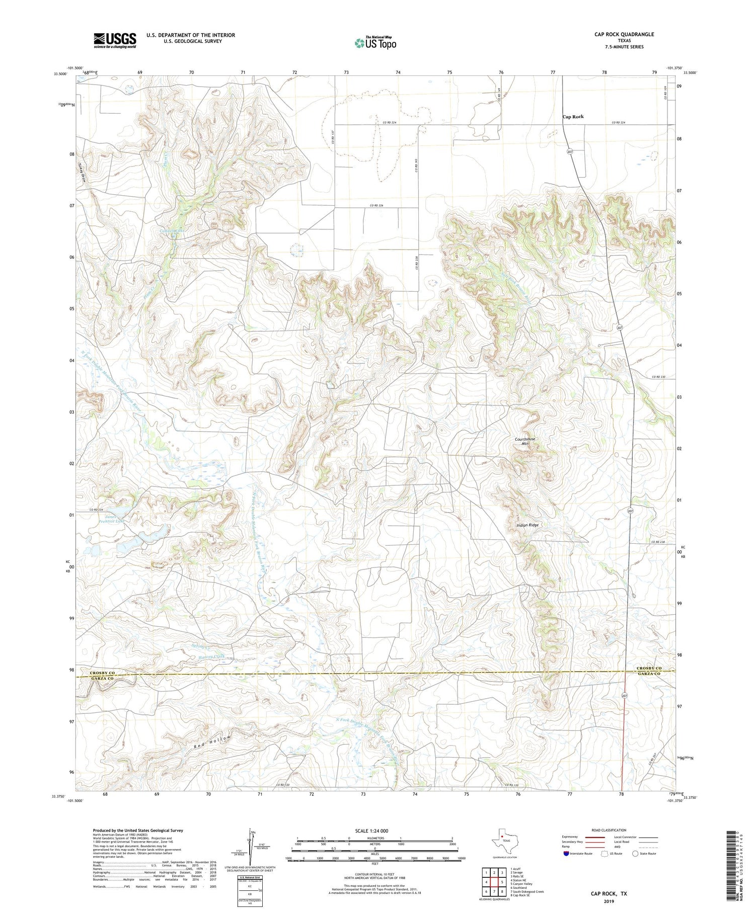 Cap Rock Texas US Topo Map Image