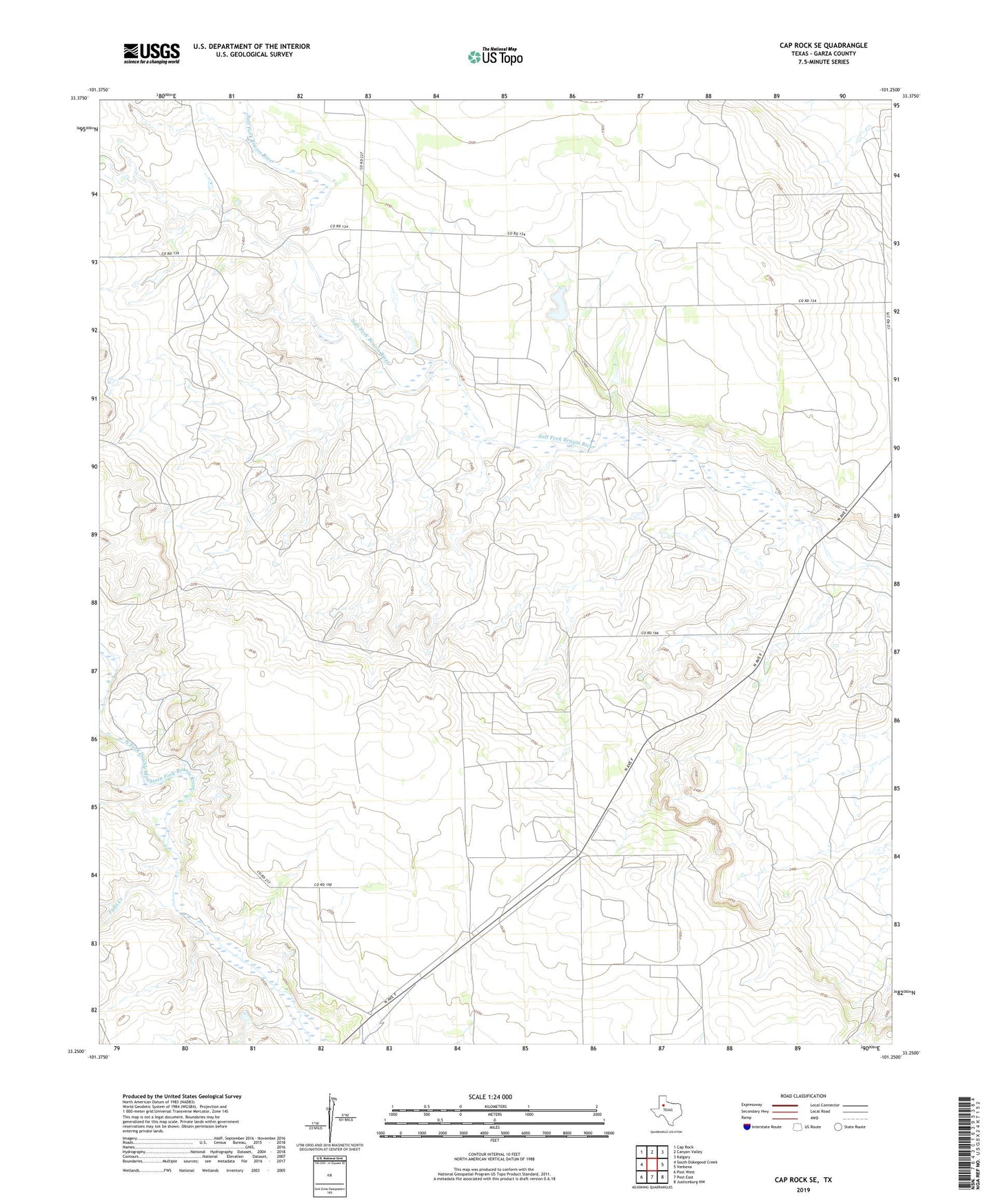Cap Rock SE Texas US Topo Map Image