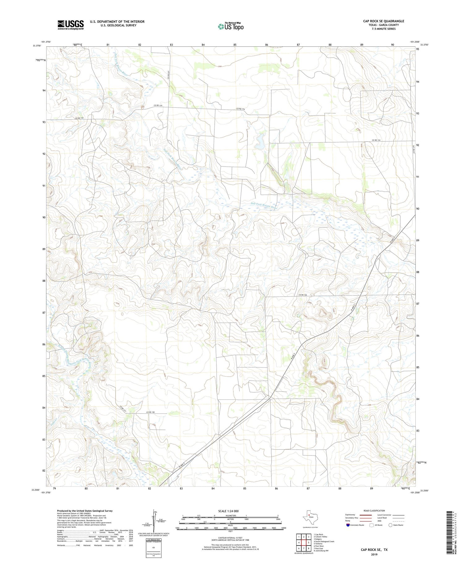 Cap Rock SE Texas US Topo Map Image