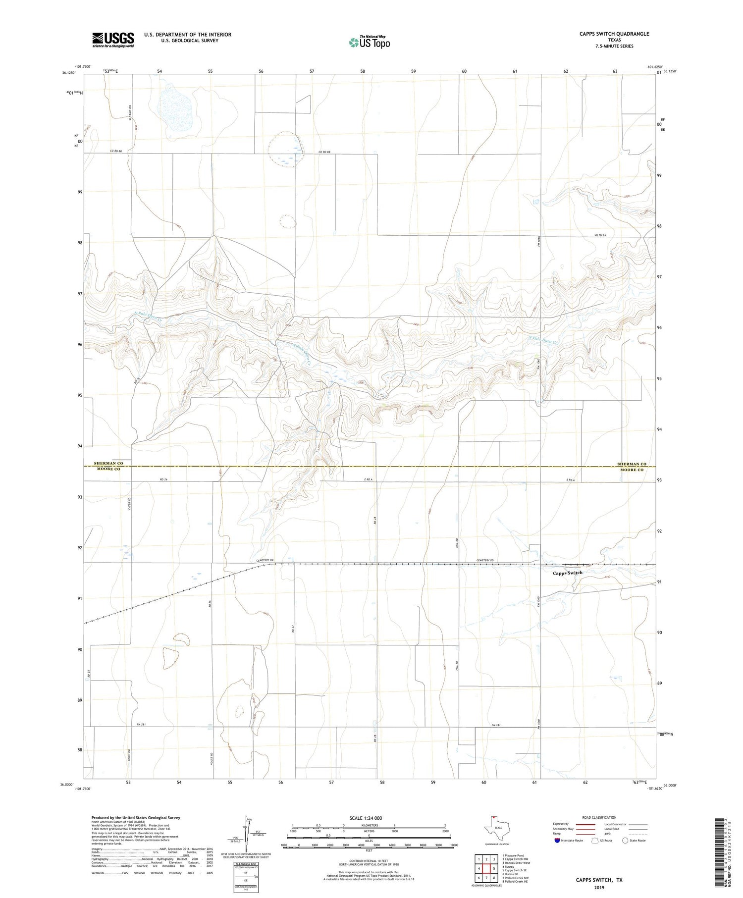 Capps Switch Texas US Topo Map Image