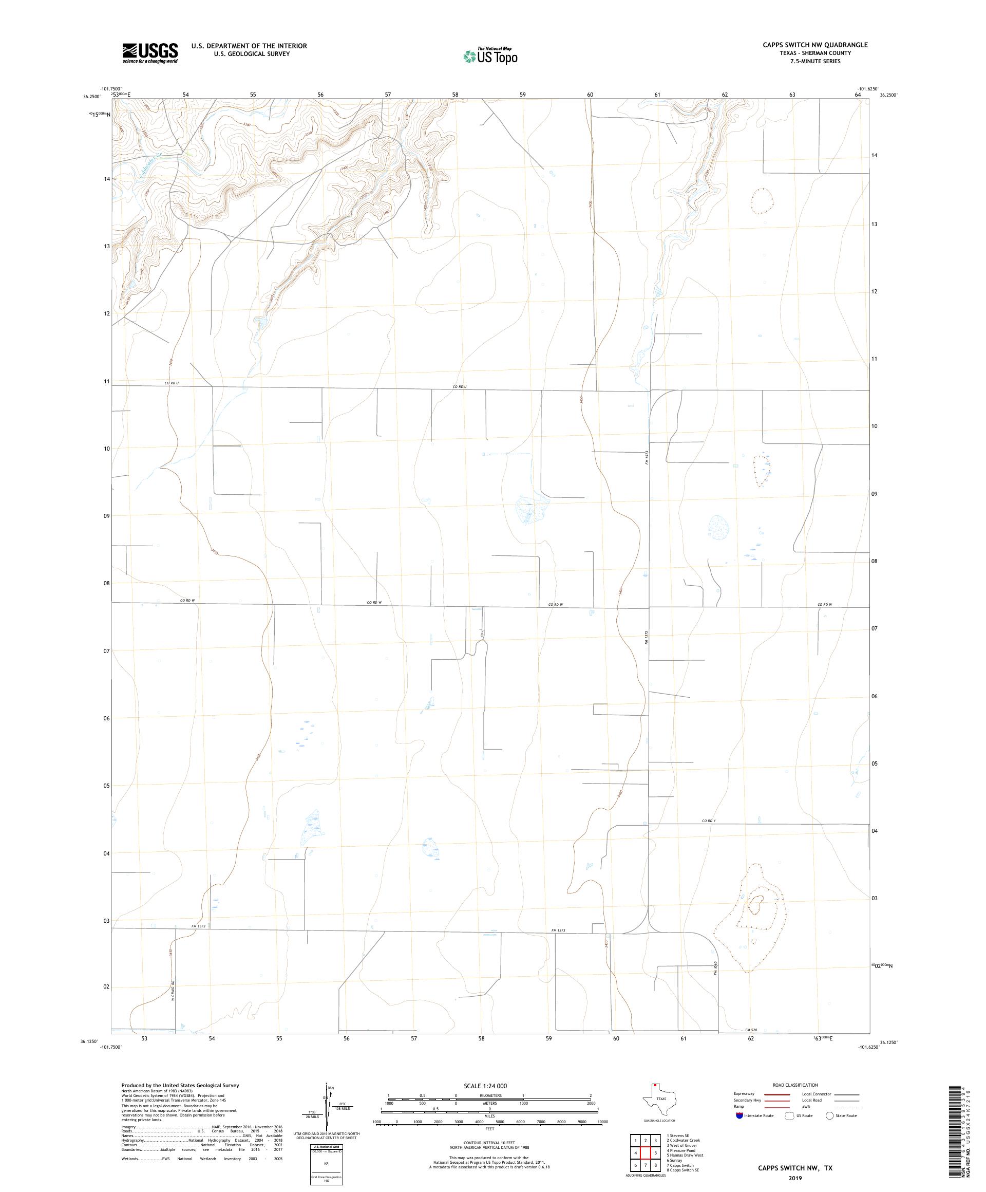 Capps Switch NW Texas US Topo Map – MyTopo Map Store