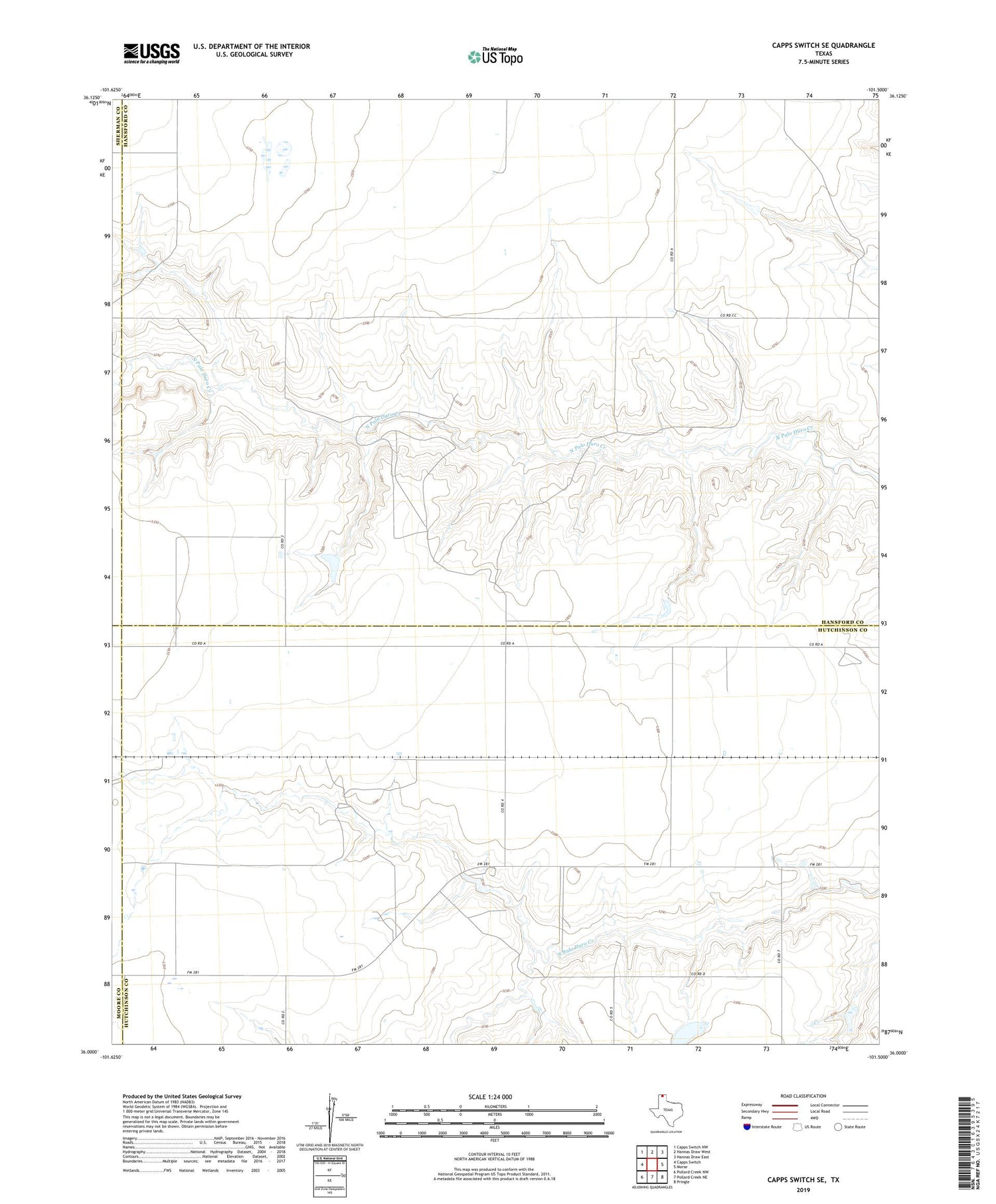 Capps Switch SE Texas US Topo Map Image