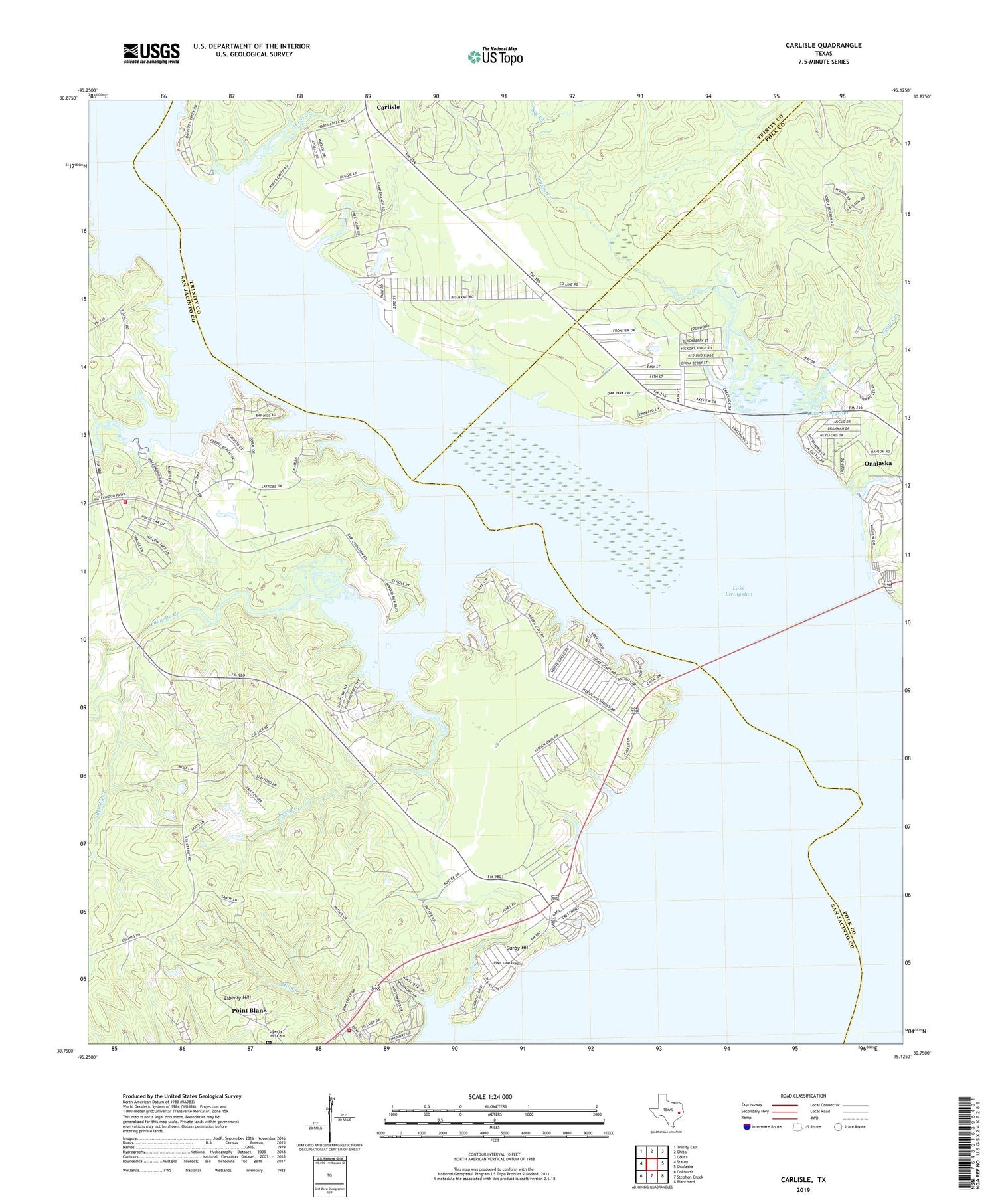 Carlisle Texas US Topo Map Image