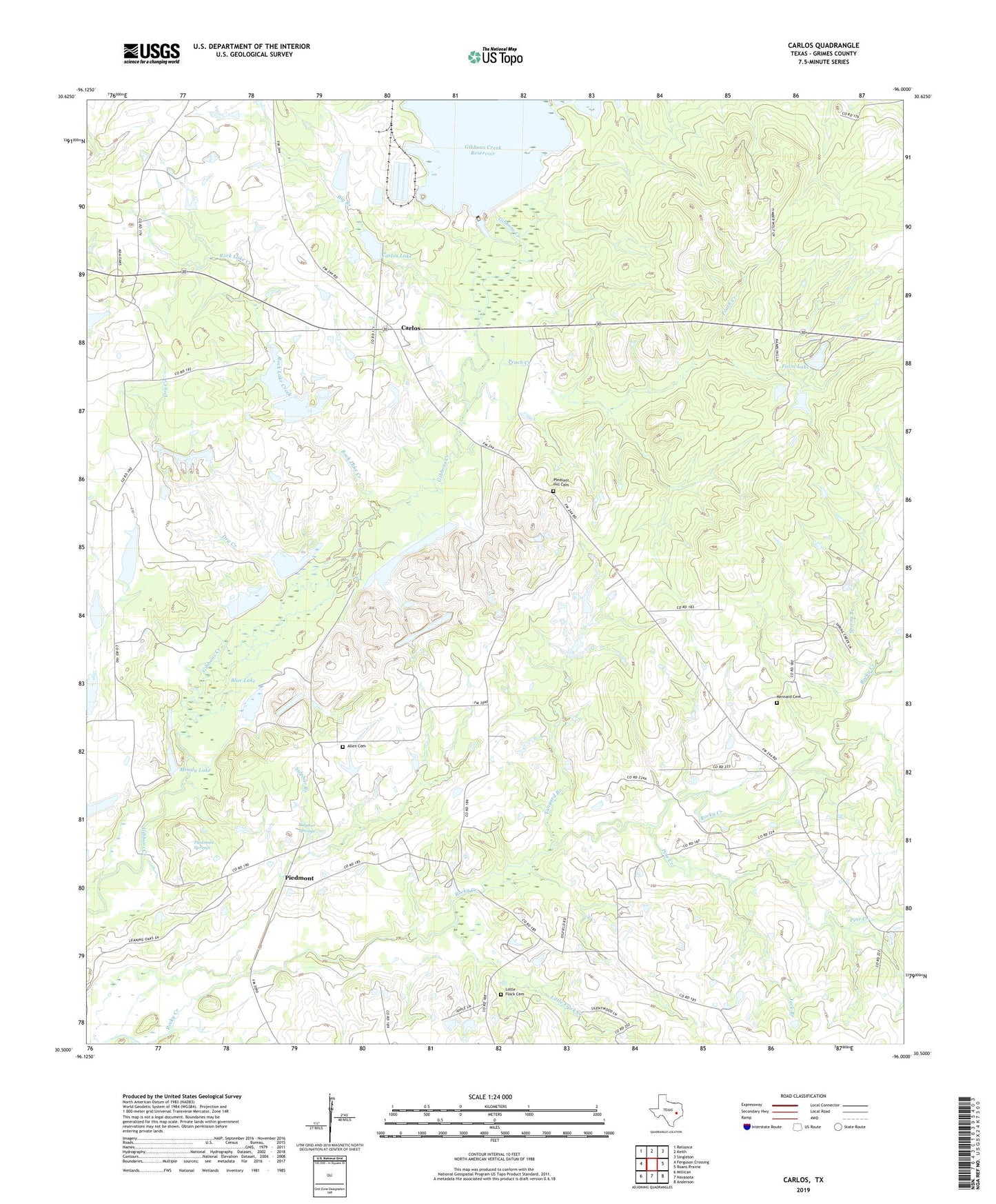 Carlos Texas US Topo Map Image