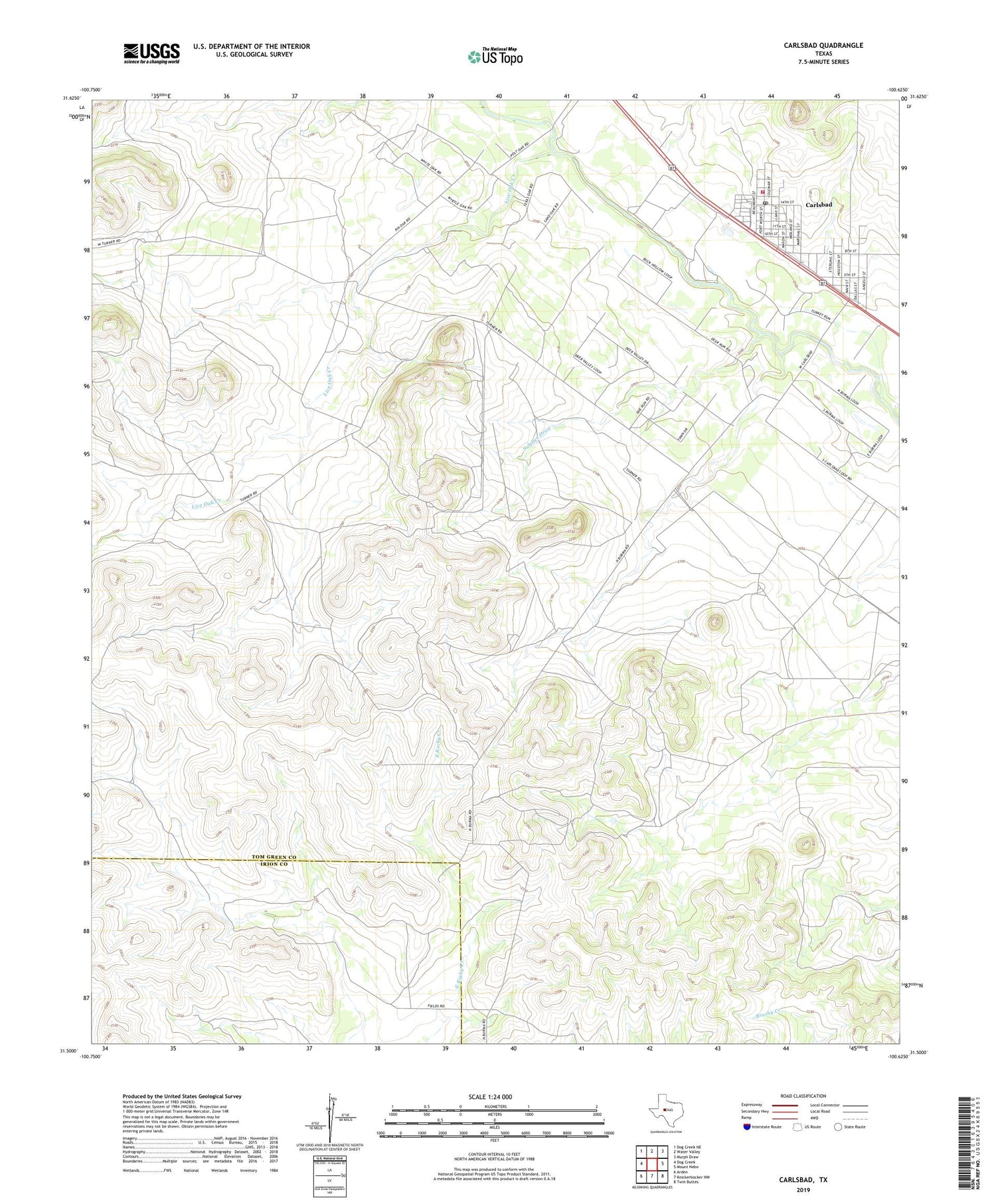 Carlsbad Texas US Topo Map Image