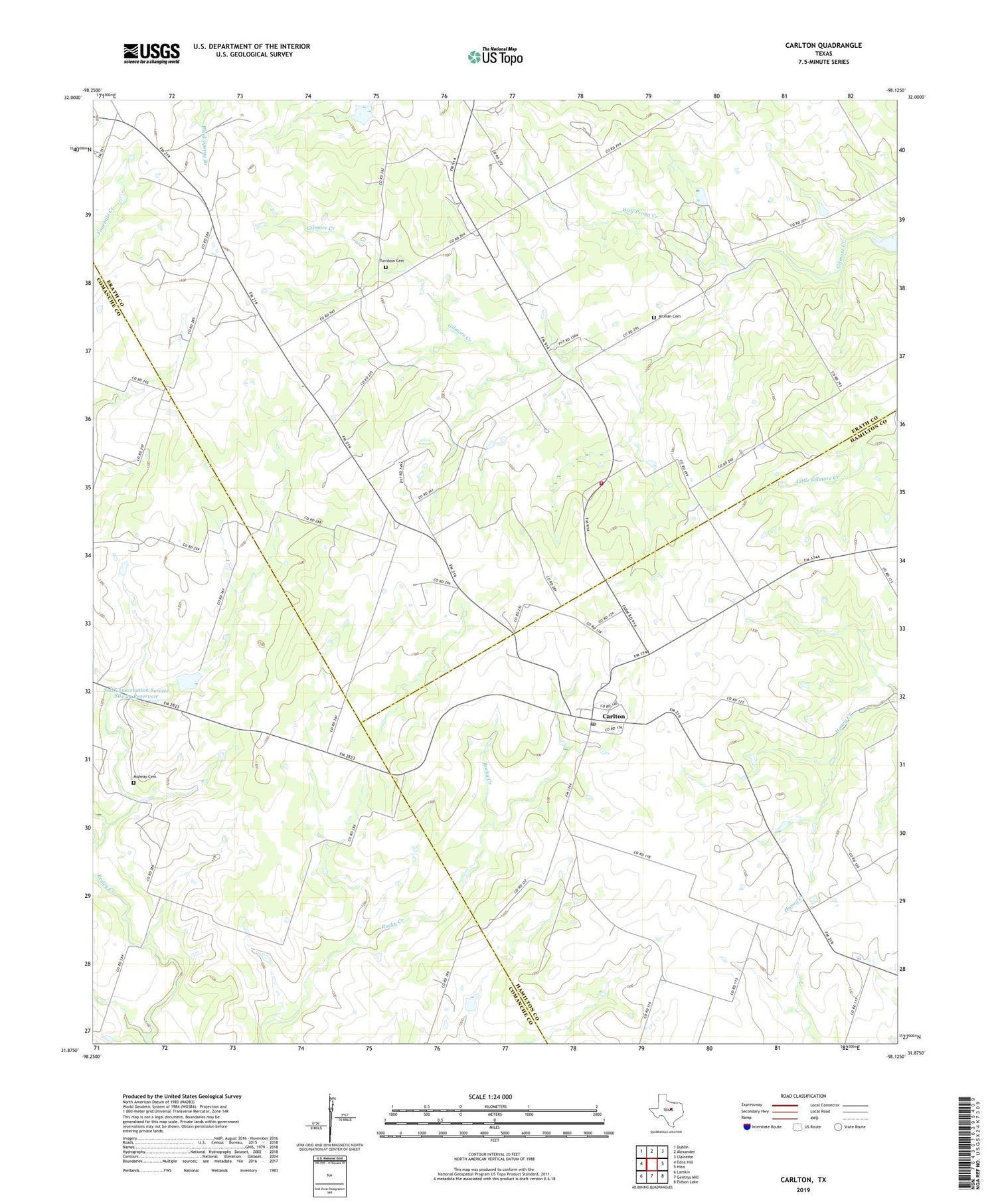 Carlton Texas US Topo Map Image