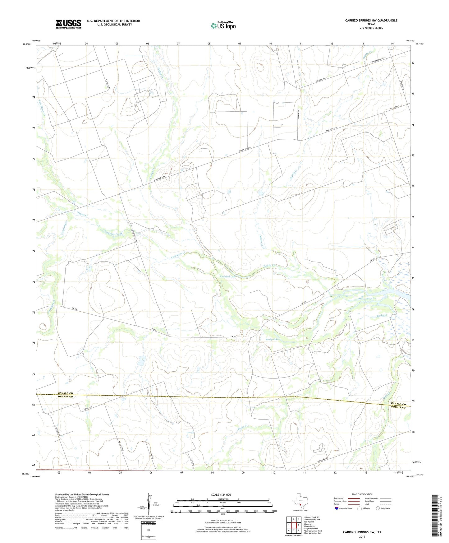 Carrizo Springs NW Texas US Topo Map Image
