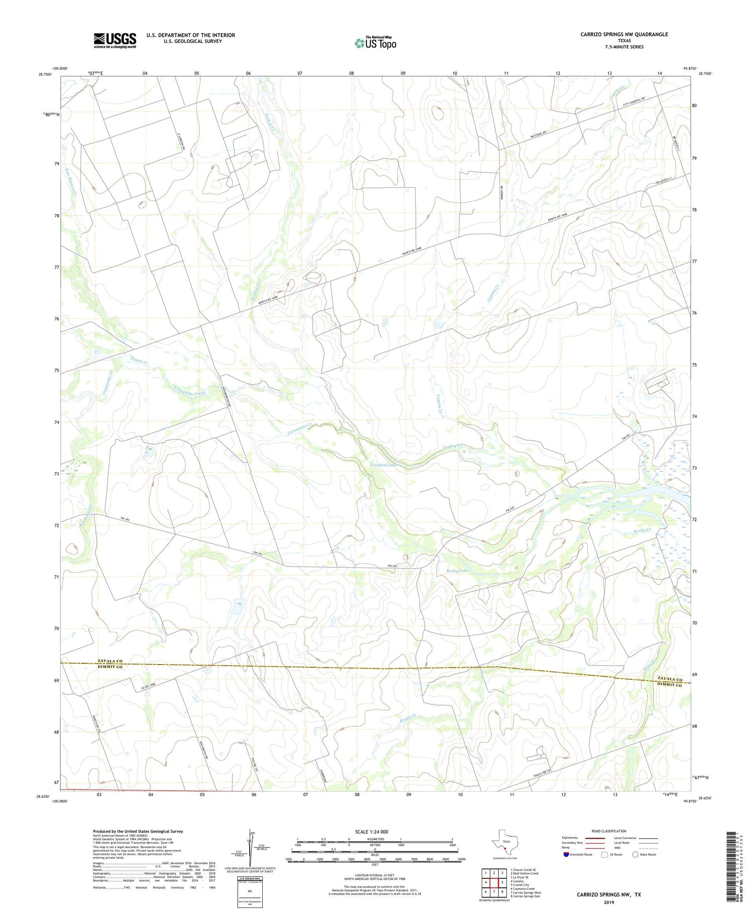 Carrizo Springs NW Texas US Topo Map Image