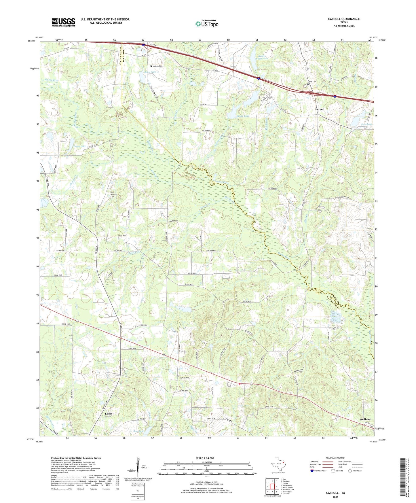 Carroll Texas US Topo Map Image