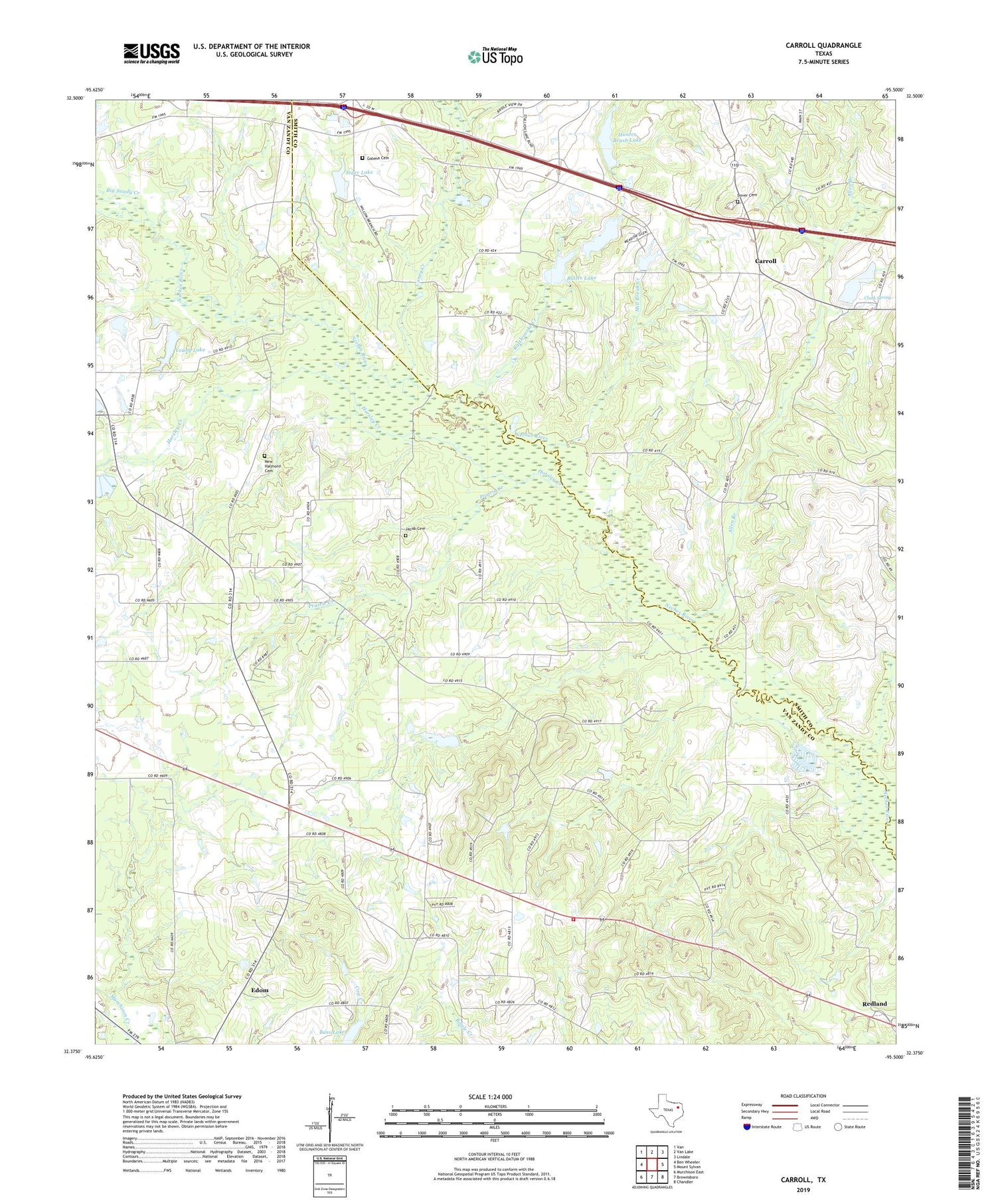 Carroll Texas US Topo Map Image